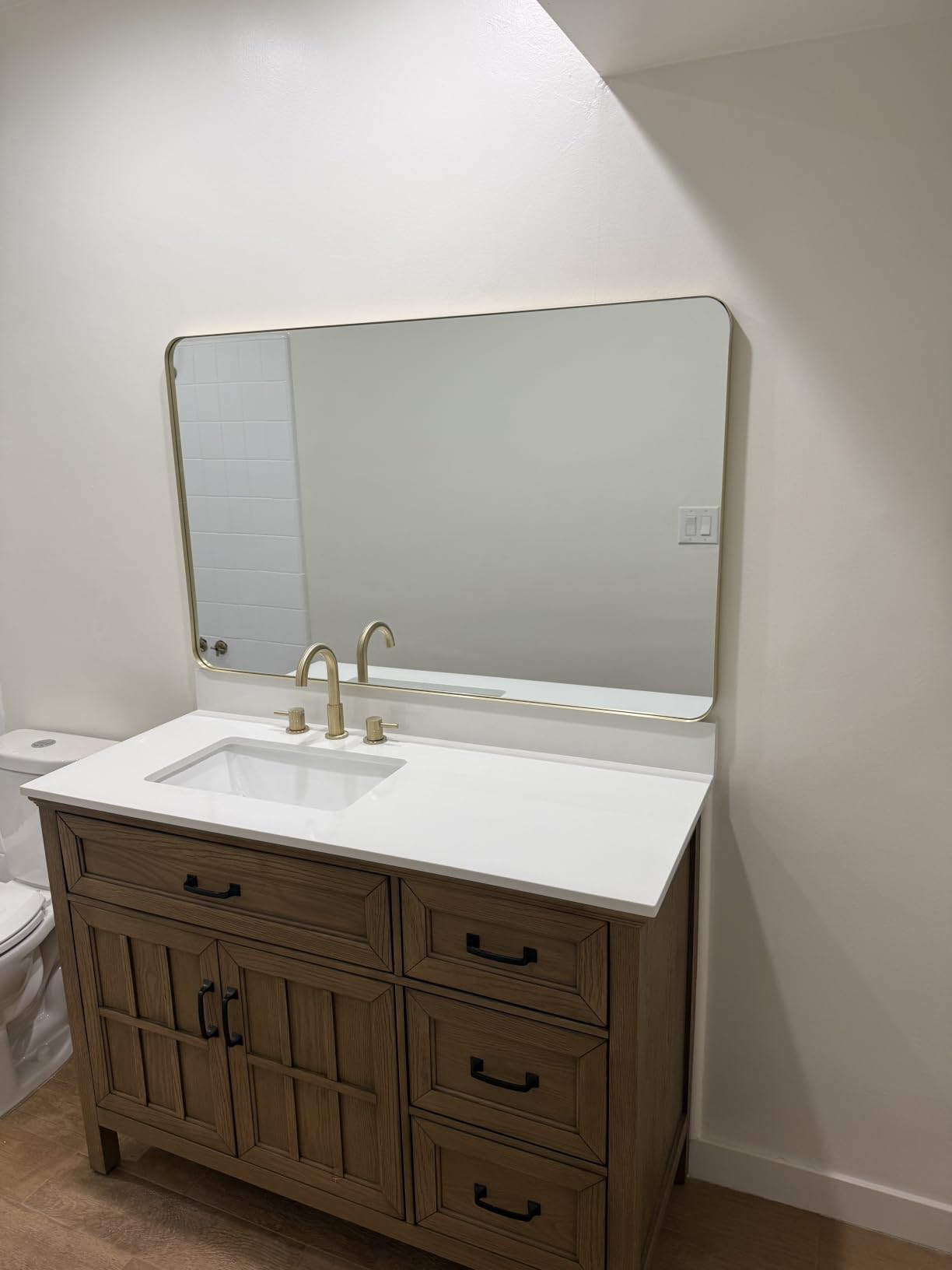 Sweetcrispy Bathroom Wall Mirror, 36x24 Inch Mirror for Over Sink, Black | Modern Wall Mount Vanity Mirror, Rounded Rectangle with Matte Brush Metal Framed, for Home Decor, Living Room, Bedroom customer photo 1