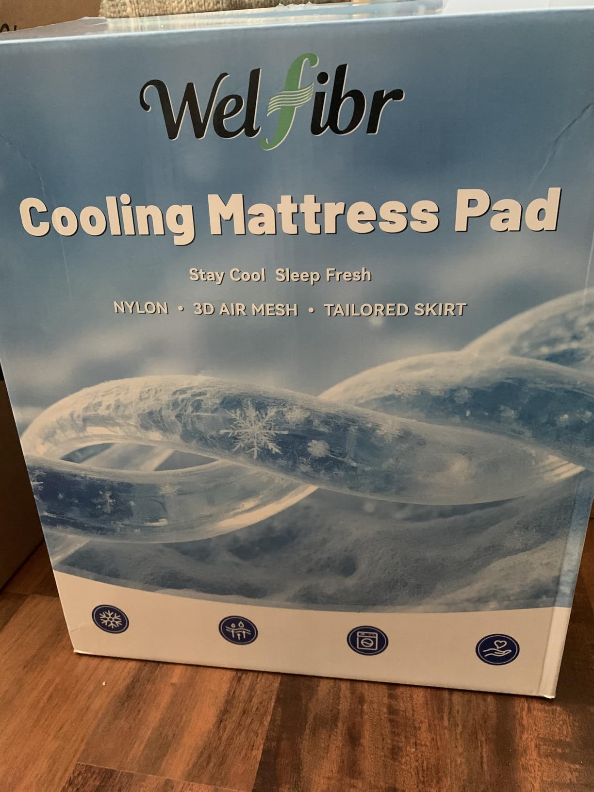 Cooling Mattress Pad for Hot Sleepers - Noiseless Mattress Protector Bed Cooling Pad 3x Breathable Q-Max 0.45 Cool Touch, 3D Mesh Deep Pocket Grey Queen customer photo 1