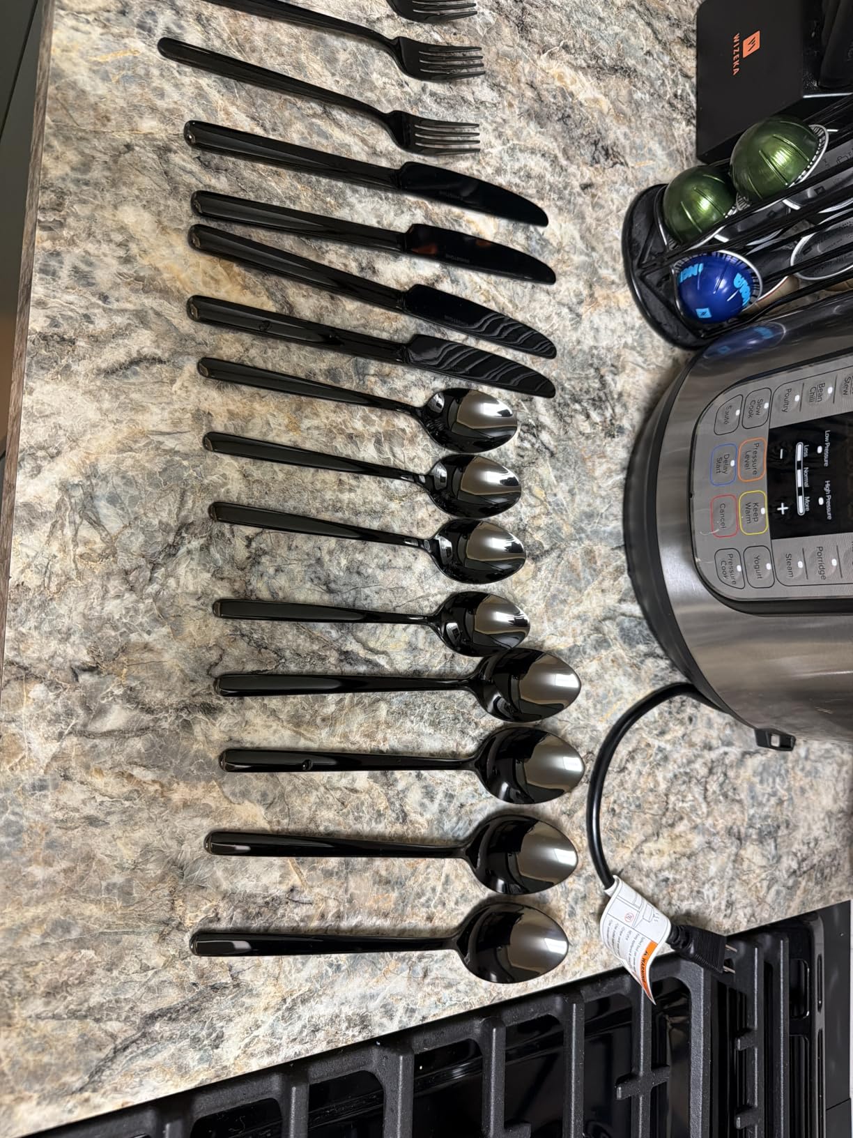 KINGSTONE 65 Piece Silverware Set with Serving utensils, Flatware Set for 12, 18/10 Stainless Steel Cutlery Set Mirror Polished Modern Design Dishwasher Safe customer photo 2