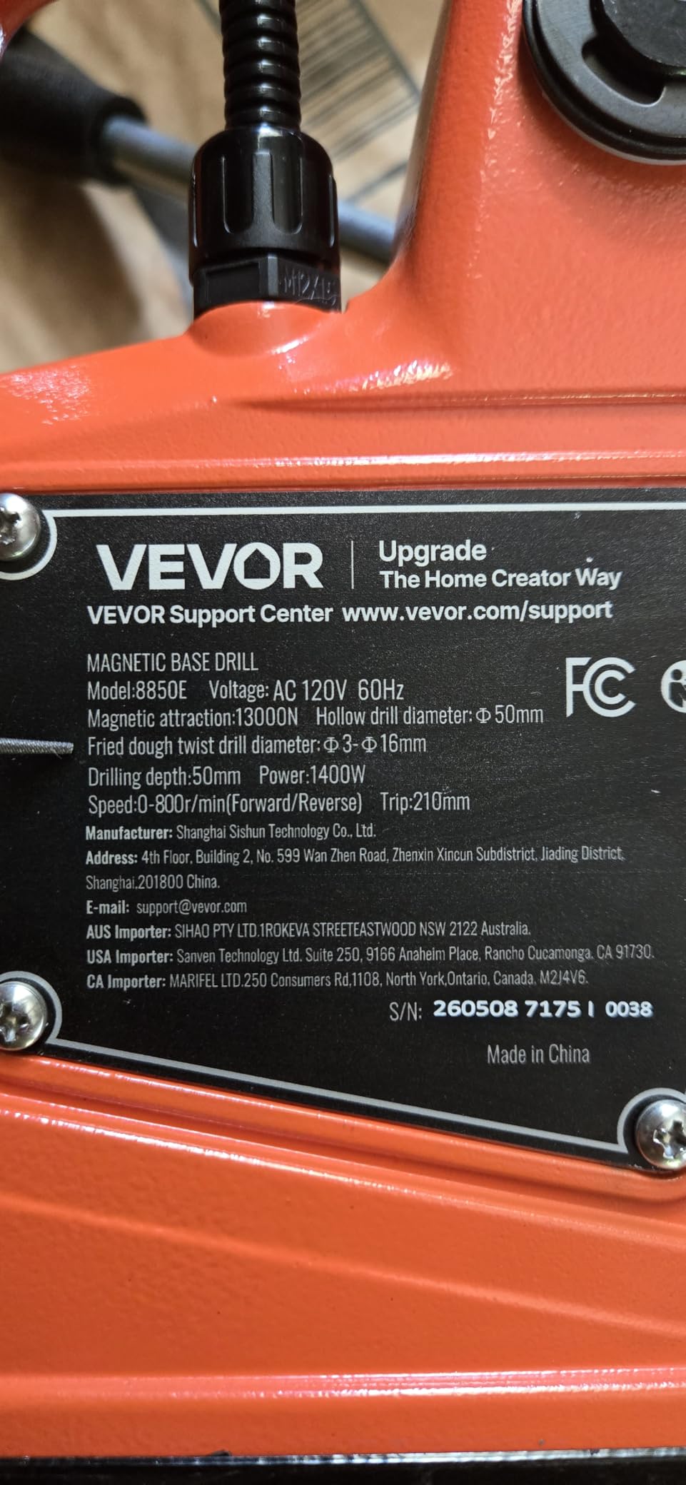 VEVOR 1450W Mag Drill Press, 2
