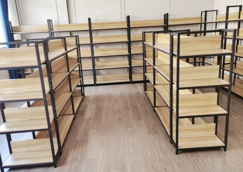 Retail Gondola Shelving Display with Premium Wood, Double-Sided Freestanding Unit for Store, Supermarket and Home Organization (Side Panel 47.2x11.8x70.9) customer photo 1