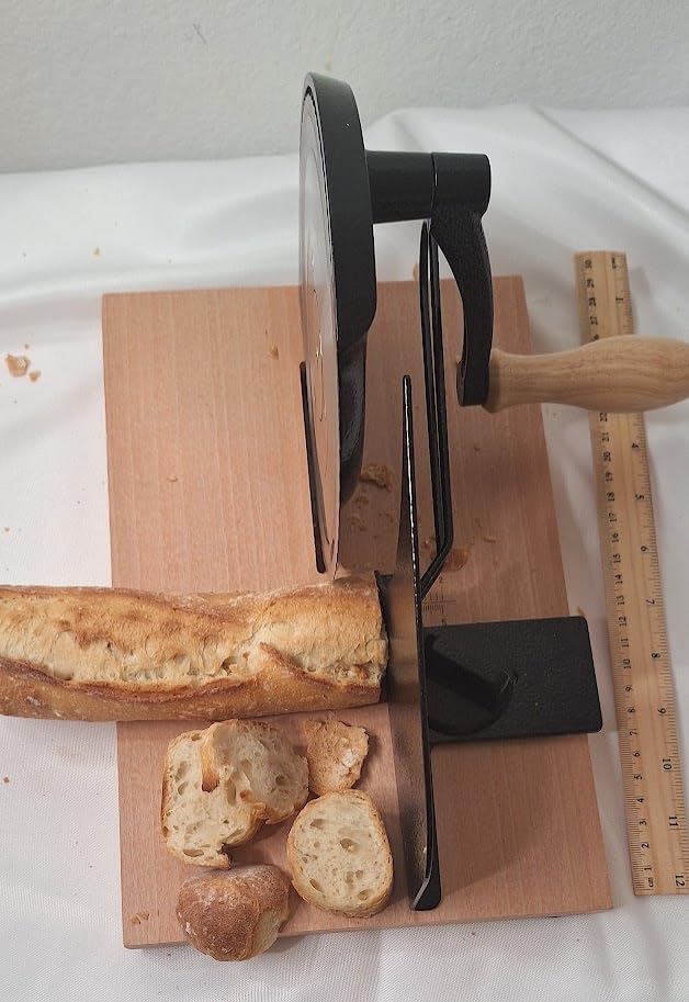 Upgraded Manual Bread Slicer for Homemade Sourdough Bread Adjustable Thickness & Evenly Slicing, Metal Guide, Hand Crank Bread Slicer with Scale Line & Suction Base, Sharp Stainless Steel Blade customer photo 1