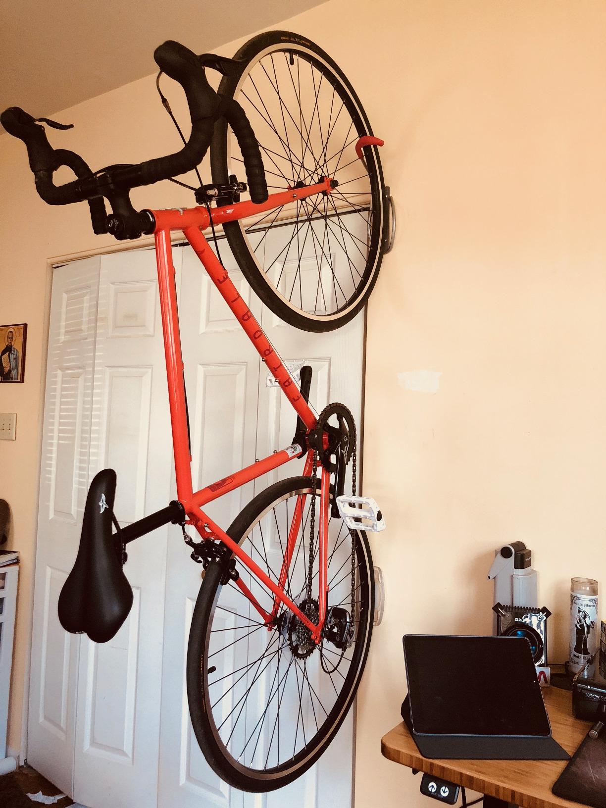Leonardo Bike Rack Wall Mount with Tire Tray by Delta Cycle - Elegant Vertical Hanger Hook Design Provides Easy Bicycle Storage Access - Hassle-Free Installation - Vertical Mount Holds Up to 40 lbs customer photo 2