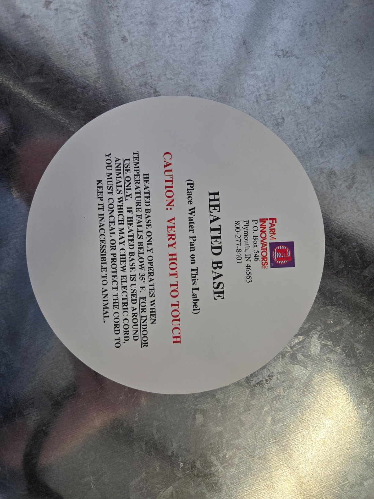 Farm Innovators HP-125 Heated Base for Metal Poultry Founts, 125W customer photo 1
