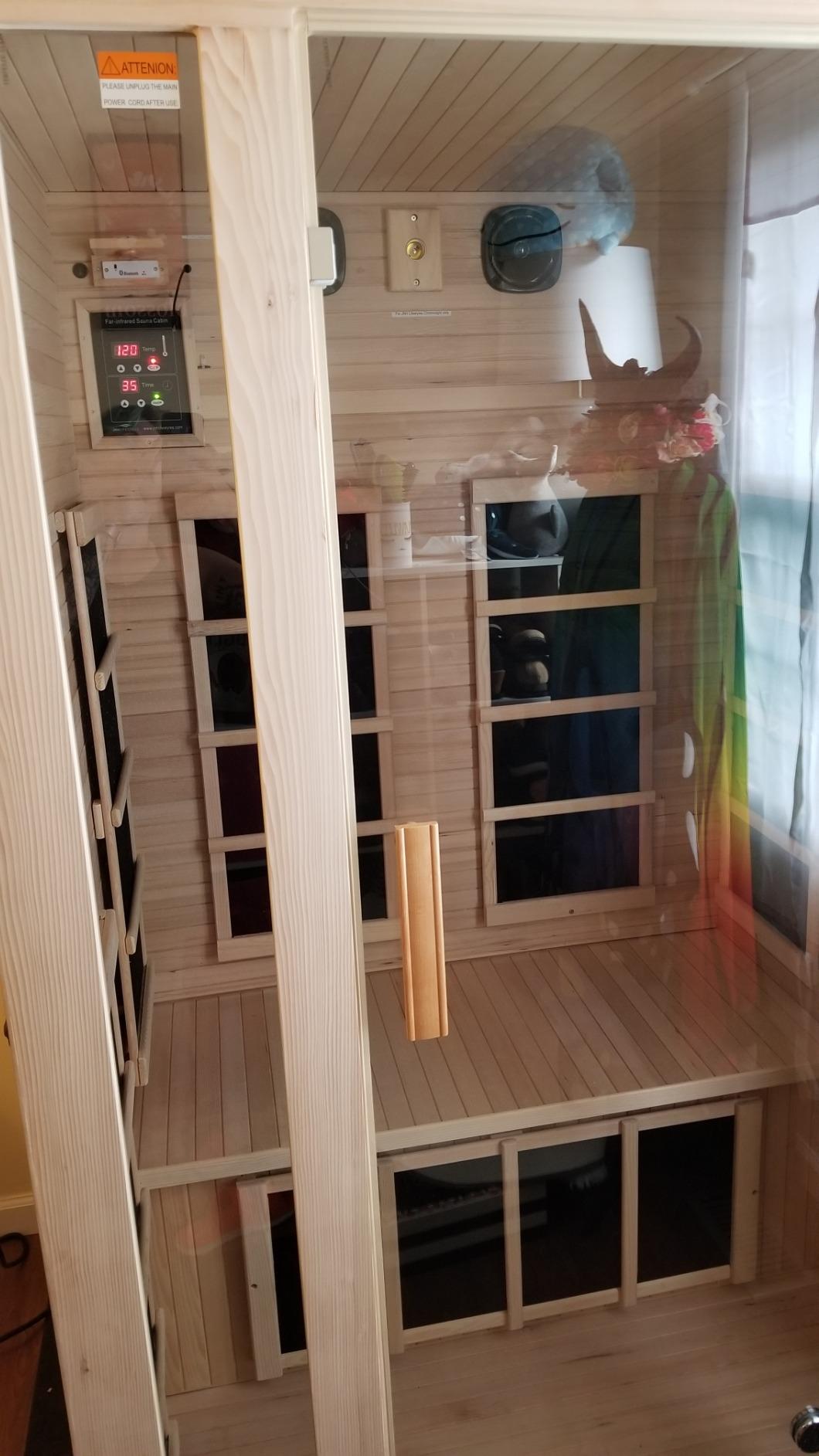 JNH Lifestyles Joyous 2 Person Low EMF 7 Carbon Heating Panel Far Infrared Sauna in Canadian Hemlock Wood with Bluetooth, MP3 Aux Connection customer photo 2