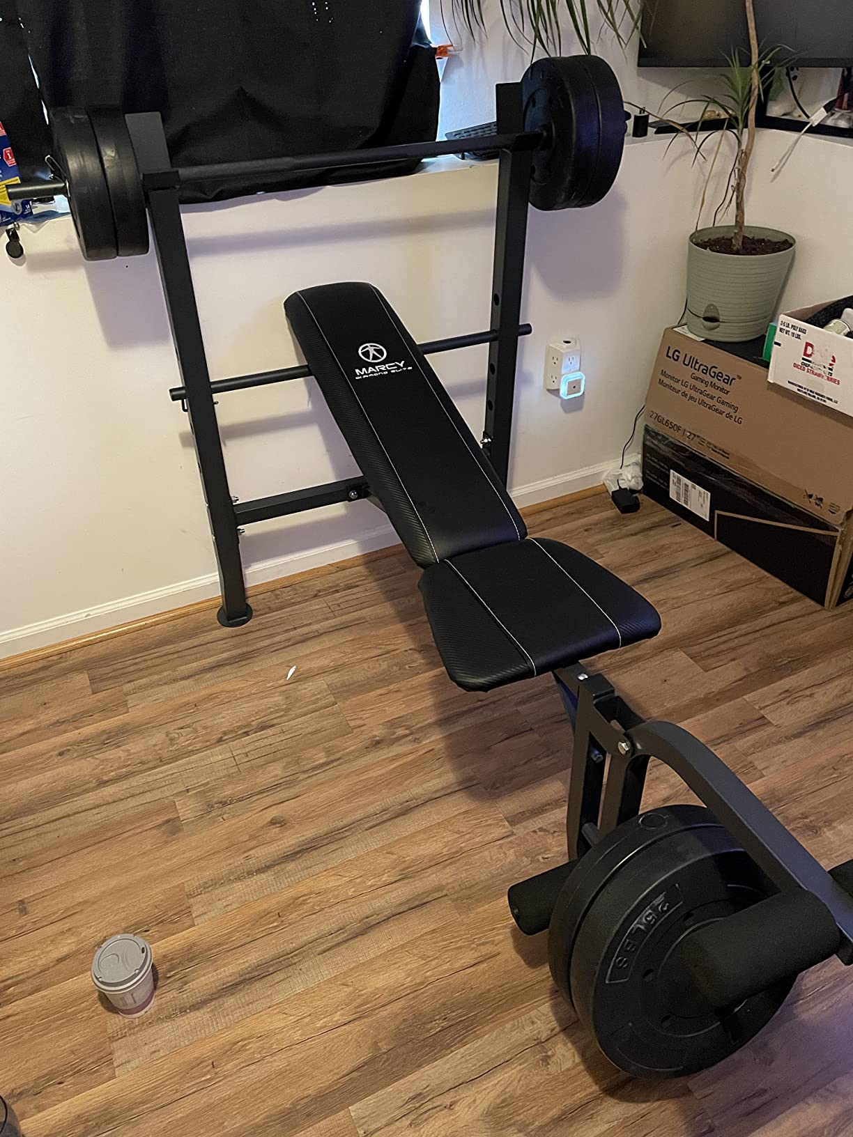Marcy Standard Bench with 80lbs to 100 lbs Vinyl-Coated Weight Set for Strength Training Lifting for Home Gym customer photo 2