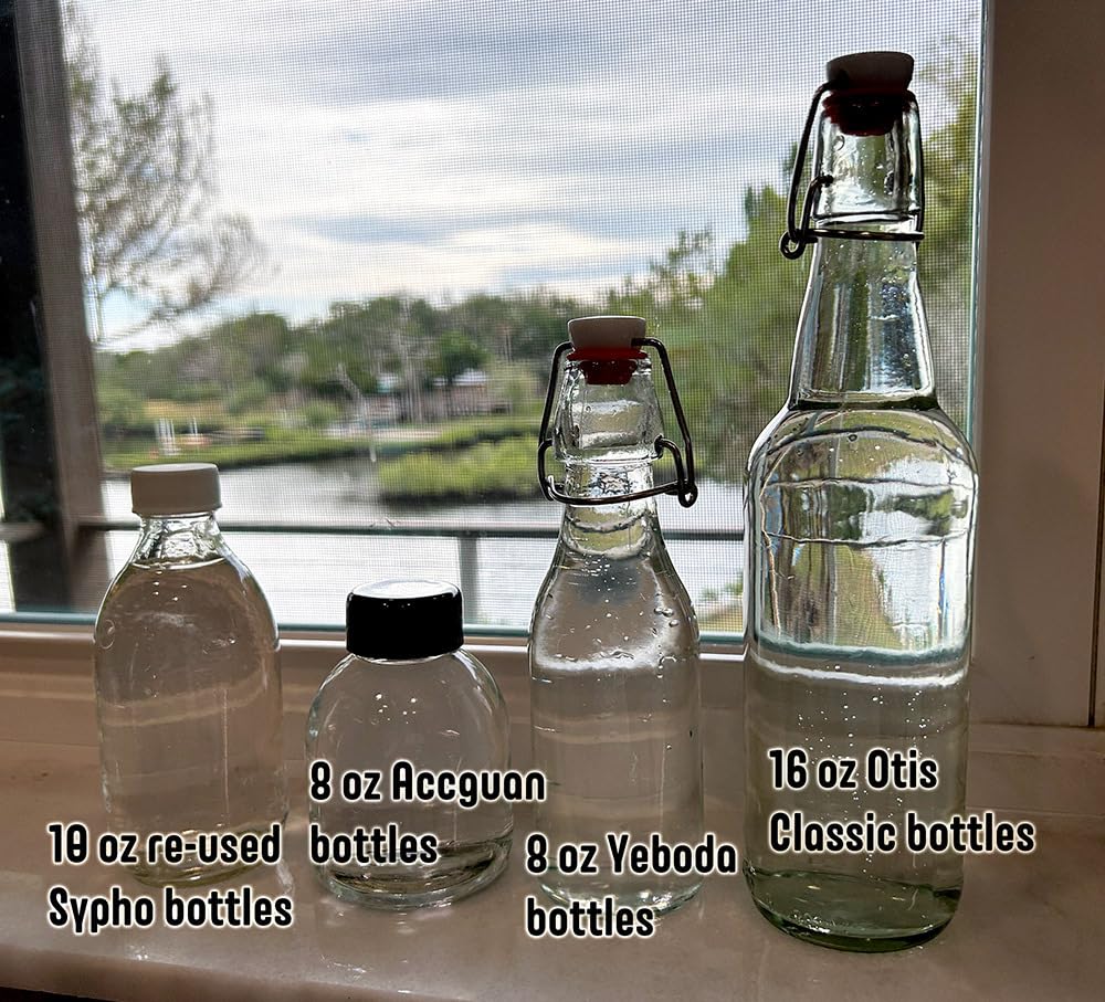 Otis Classic Clear Swing Top Glass Bottles, Plastic Caps, Set of 6, 16oz | Marker & Labels Included, Plastic Cap BPA Free, For Juice, Water, Kombucha, Wine, Beer Brewing, Kefir Milk, Eggnog customer photo 1
