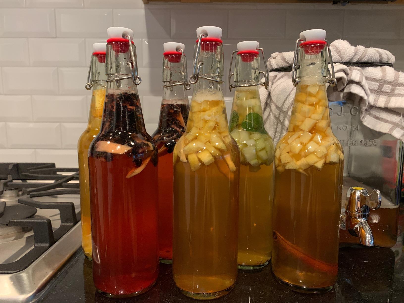 Otis Classic Clear Swing Top Glass Bottles, Plastic Caps, Set of 6, 16oz | Marker & Labels Included, Plastic Cap BPA Free, For Juice, Water, Kombucha, Wine, Beer Brewing, Kefir Milk, Eggnog customer photo 2