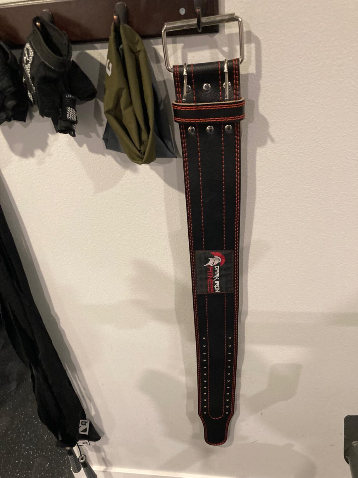 Dark Iron Fitness Genuine Leather Weightlifting Belt, 4 Inch Wide for Men Women with Double Prong Buckle Reinforced Stitching, Powerlifting Deadlift Squat Training Core Support Gym Strength Workout customer photo 2
