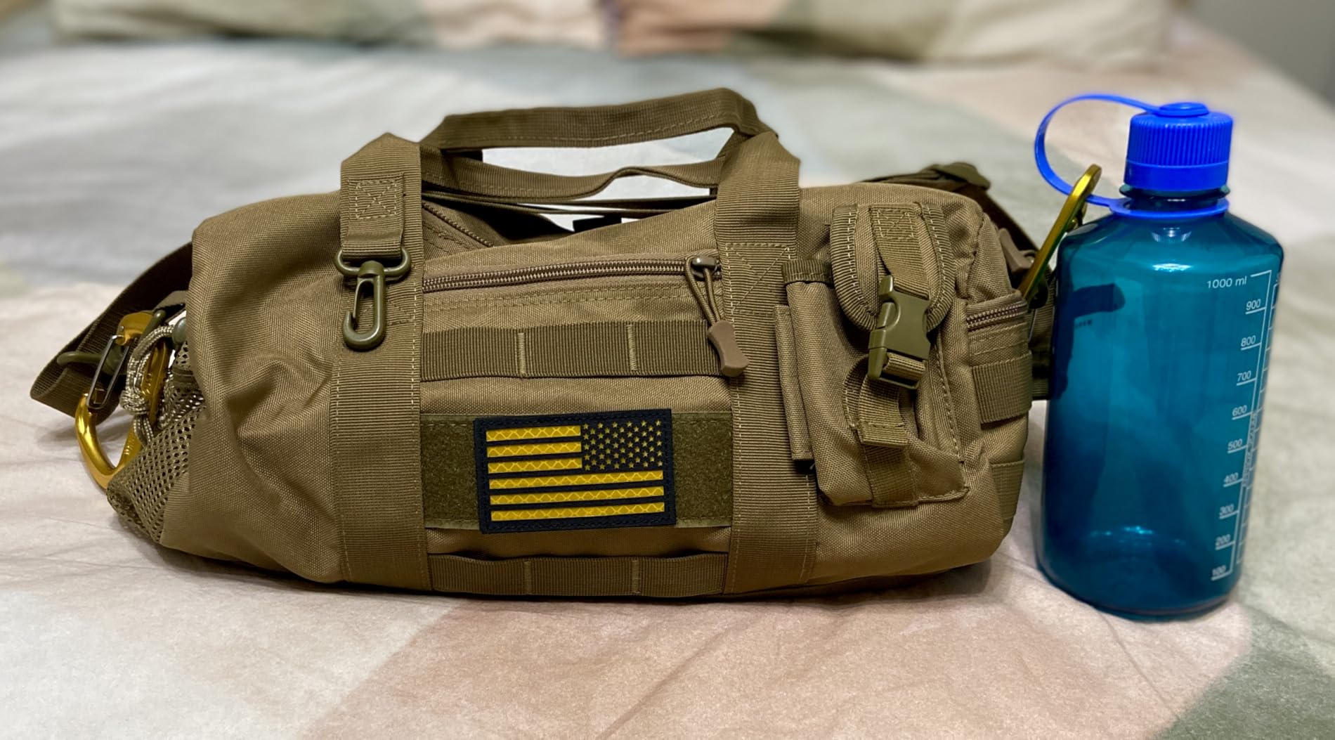 ArcEnCiel Small Tactical Duffle Bag Men Gym Pack Military Molle Shoulder Bags Shoes Storage Sports Handbag with Patch (Black) customer photo 2