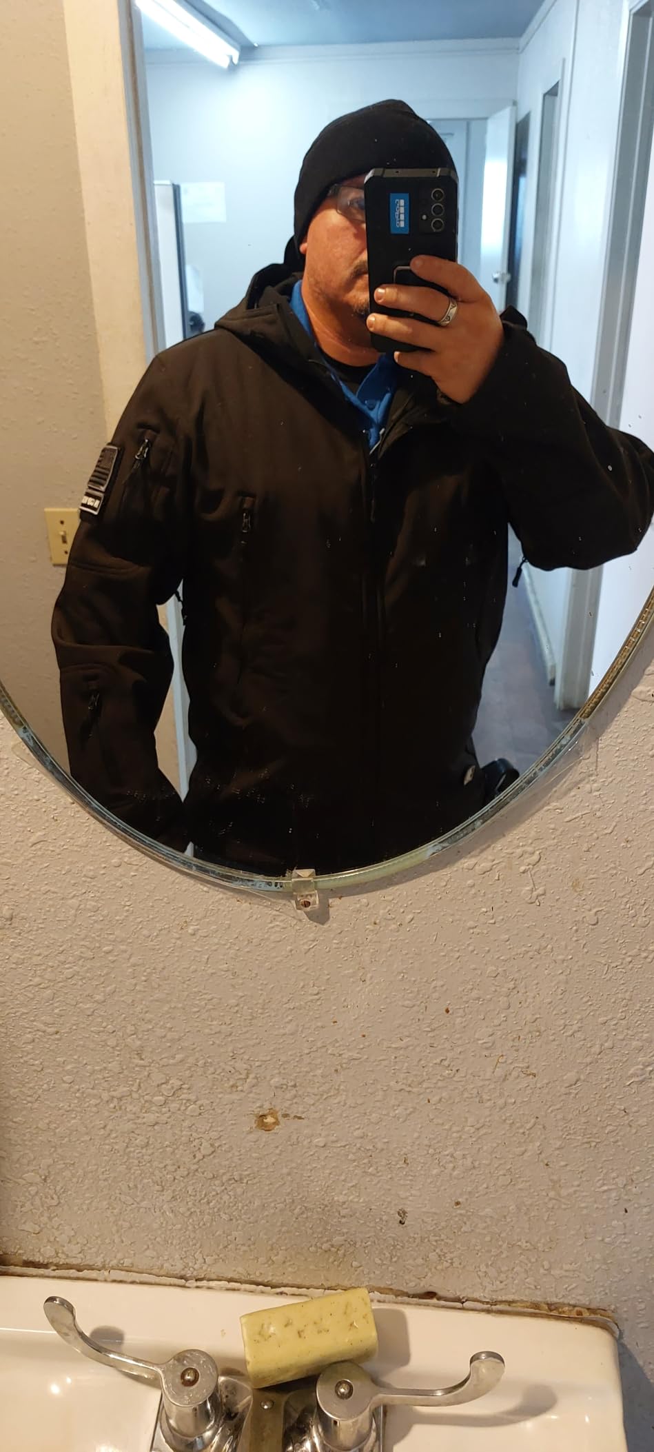 FREE SOLDIER Men's Hooded Waterproof Softshell Jacket | Windproof, Insulated, Breathable & Durable Fleece Lined Coat with Multi Pockets For Rain Hiking Work Casual in Fall & Winter customer photo 1