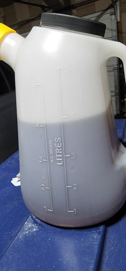 WirthCo Funnel King 94367 Translucent High Density Graduated Measuring Container, 5 Quart, Polyethylene with Screw-On Flexible Spout and Cap, 12 Inch Spout customer photo 1