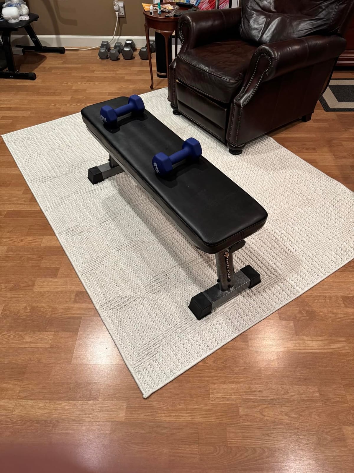 Finer Form Foldable Flat Weight Bench for Home Gym, 1,000 lb Capacity | 4-Way Steel Frame for Extra Stability, Thick Pad, Easy Folding Storage, Minimal Assembly, Free Workout Chart Included customer photo 1