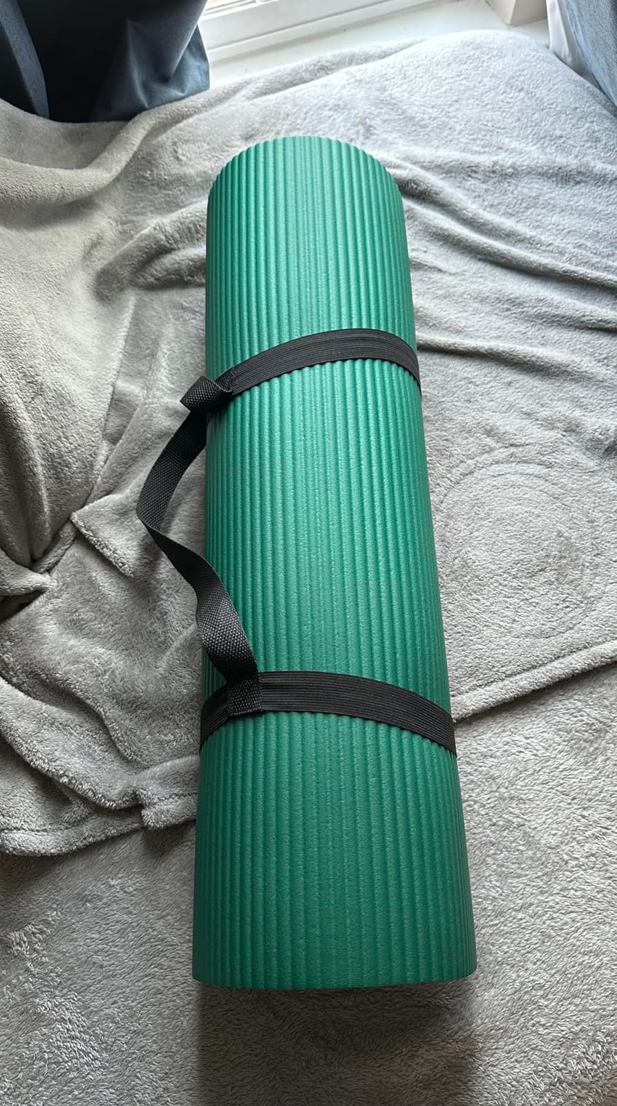 Gaiam Thick Yoga Mat, Exercise & Fitness Mat with Easy-Cinch Carrying Strap | Non-Slip NBR Foam | Joint Cushioning | Yoga, Pilates, Fitness & Floor Workouts | 72
