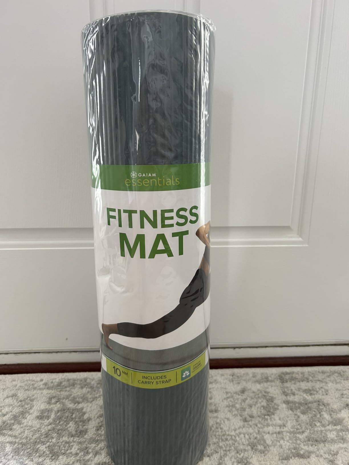 Gaiam Thick Yoga Mat, Exercise & Fitness Mat with Easy-Cinch Carrying Strap | Non-Slip NBR Foam | Joint Cushioning | Yoga, Pilates, Fitness & Floor Workouts | 72