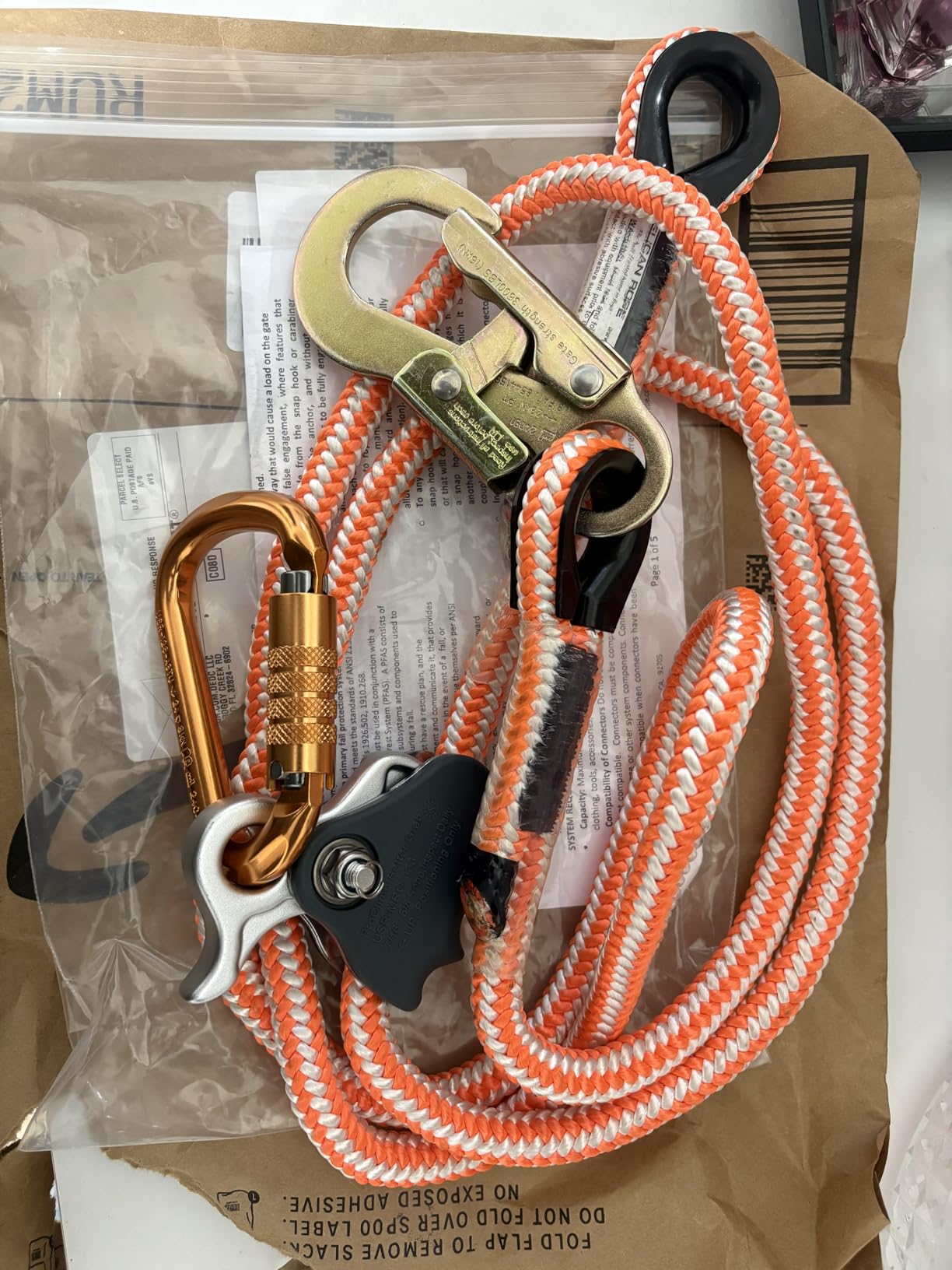 ProClimb Arborist Positioning Lanyard by Pelican Rope - 1/2 in x 8 ft Polyester Rope with Steel Snap Hook - Adjustable, High Visibility, ANSI/OSHA Certified for Work Positioning and Tree Climbing customer photo 2