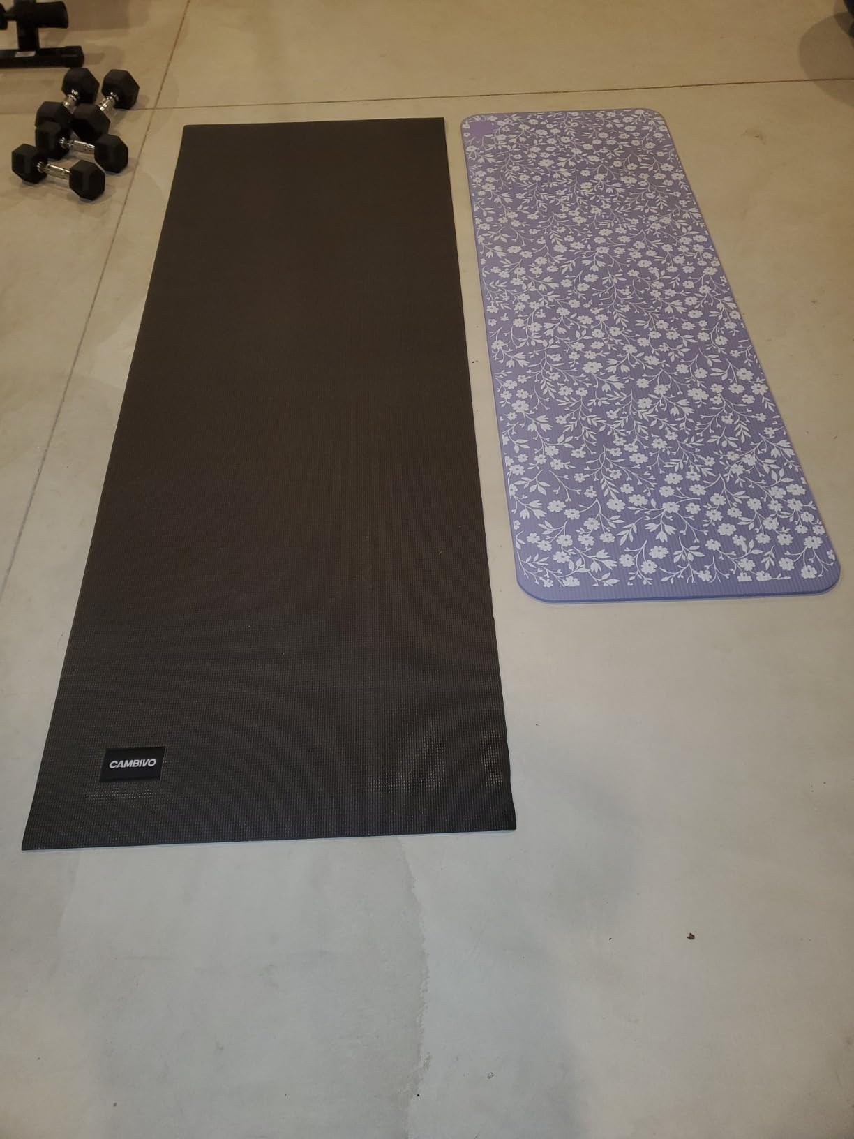 CAMBIVO Extra Long Wide Yoga Mat, Thick PVC Workout Mat | For tall and plus-size, cushioned PVC with non-slip bottom, for home gym pilates barefoot and bodyweight training customer photo 1