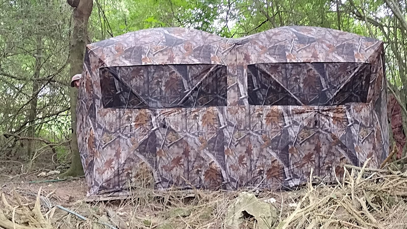 THUNDERBAY Bunkhouse Pop Up Portable 6 Person Side-by-Side Hunting Blind, Footprint: 140