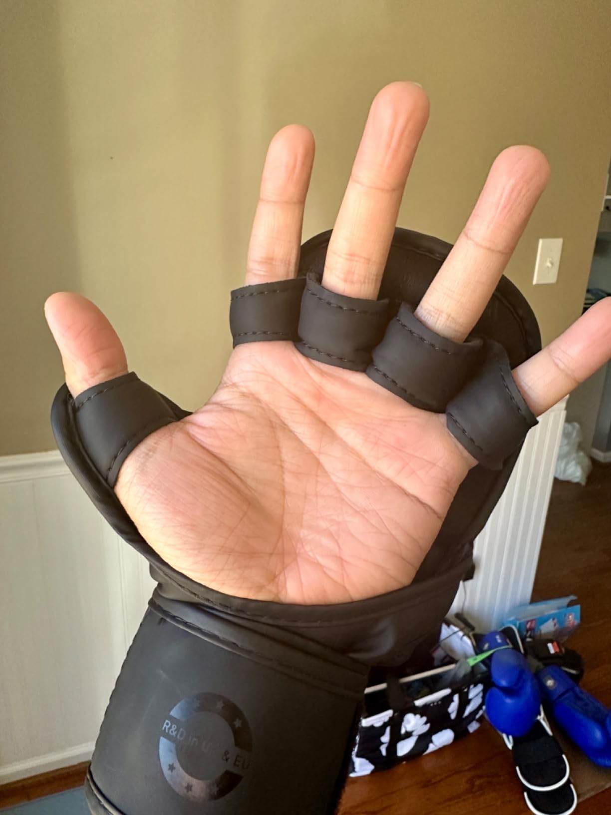RDX MMA Gloves Sparring Grappling, Hybrid Open Palm Martial Arts Mitts Men Women, Maya Hide Leather Wrist Support, Cage Fighting Combat Sports Boxing Glove Training, Muay Thai, Punching Bag Kickboxing customer photo 1