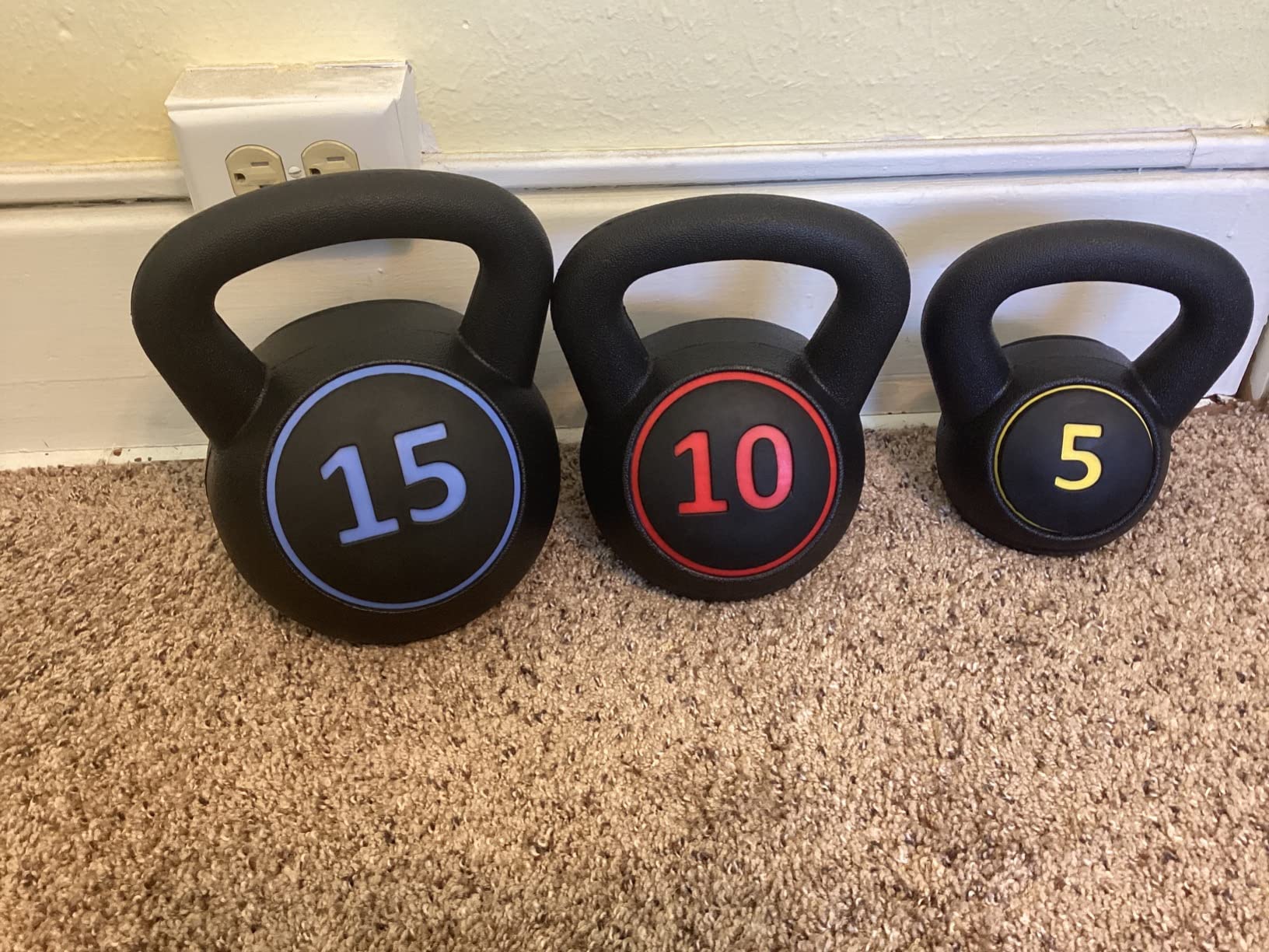 BalanceFrom Vinyl Kettlebell Set, 30/45/50/75 Pound Options - Cement-Filled Strength Training Weights with Ergonomic Grip and Color Coding for Full Body Fitness at Home or Gym customer photo 2