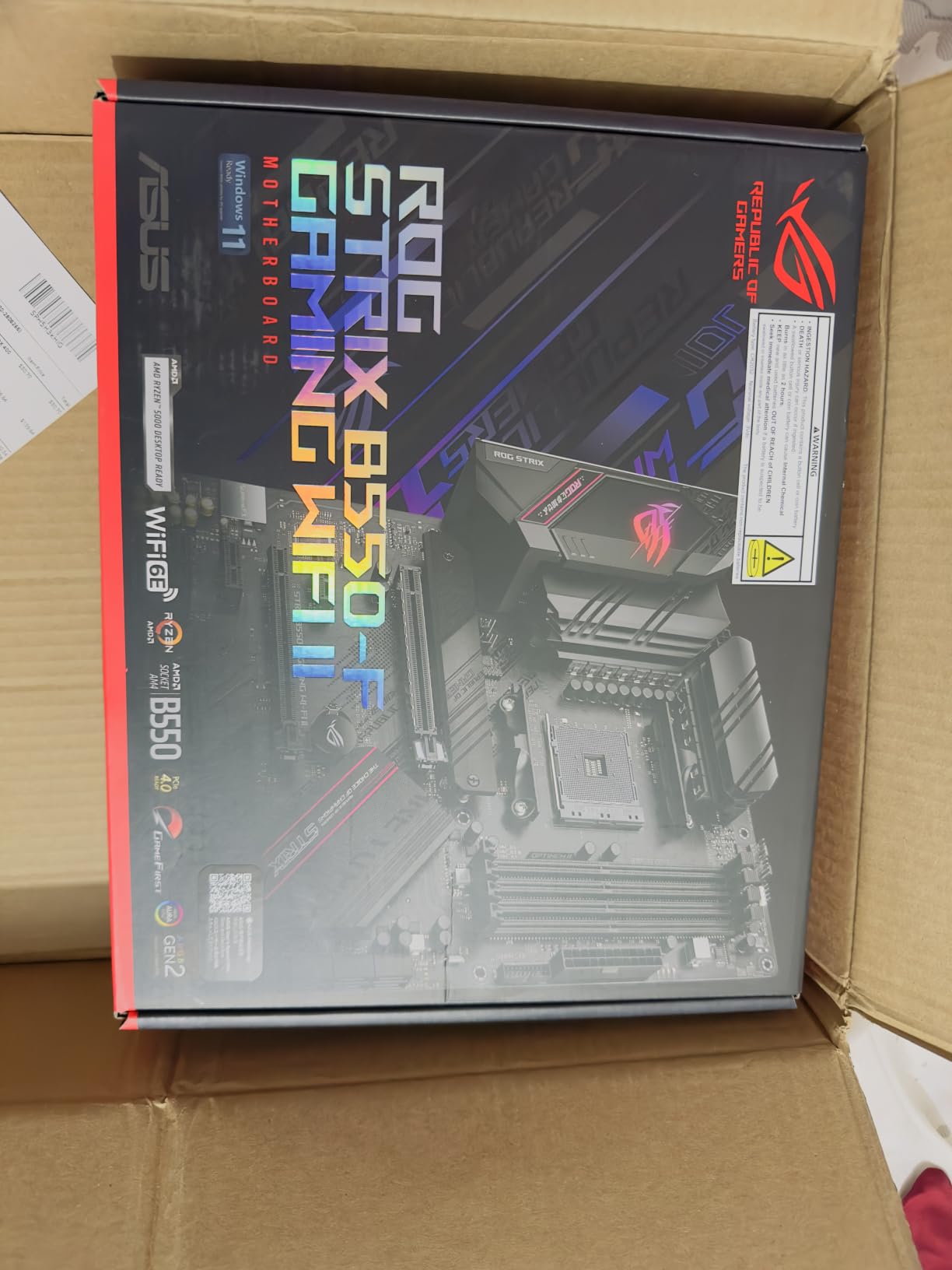 Asus ROG Strix B550-F Gaming WiFi II AMD AM4 (3rd Gen Ryzen) ATX DDR4 Gaming Motherboard (PCIe 4.0,WiFi 6E, 2.5Gb LAN, BIOS Flashback, HDMI 2.1, Addressable Gen 2 RGB Header and Aura Sync) customer photo 2