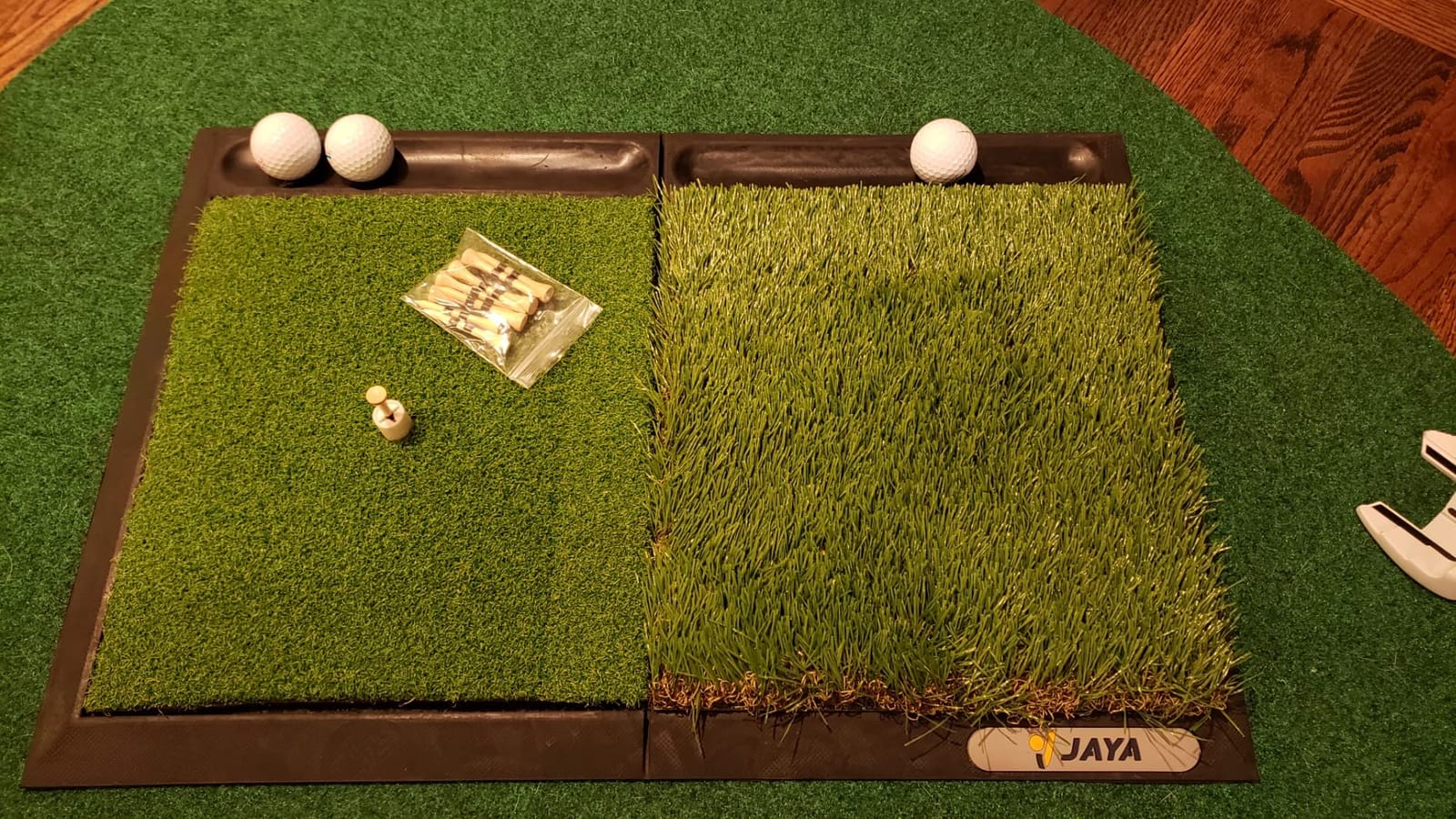 JAYA Golf Hitting Mat with Heavy Rubber Base, Foldable Golf Practice Mat for Indoor & Outdoor Training, Dual Turf Fairway & Rough Grass customer photo 1
