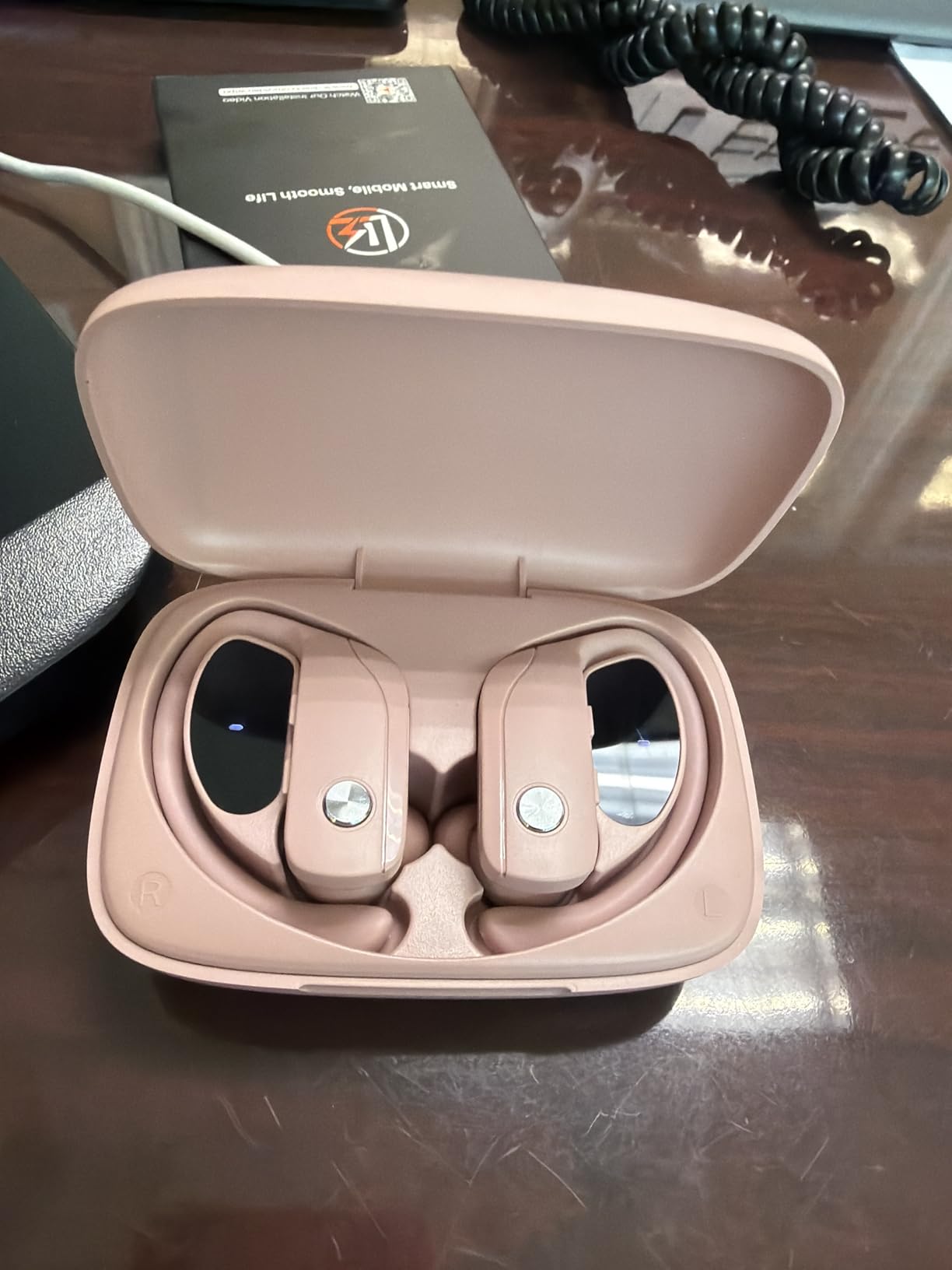 bmani Ear Buds Wireless Earbuds Bluetooth Headphones with 80H Playtime LED Display Case, Over-Ear Hook with Mic, Stereo Sound, Easy Button Controls, Sports Earphones for Running Workout Gym Pink customer photo 1