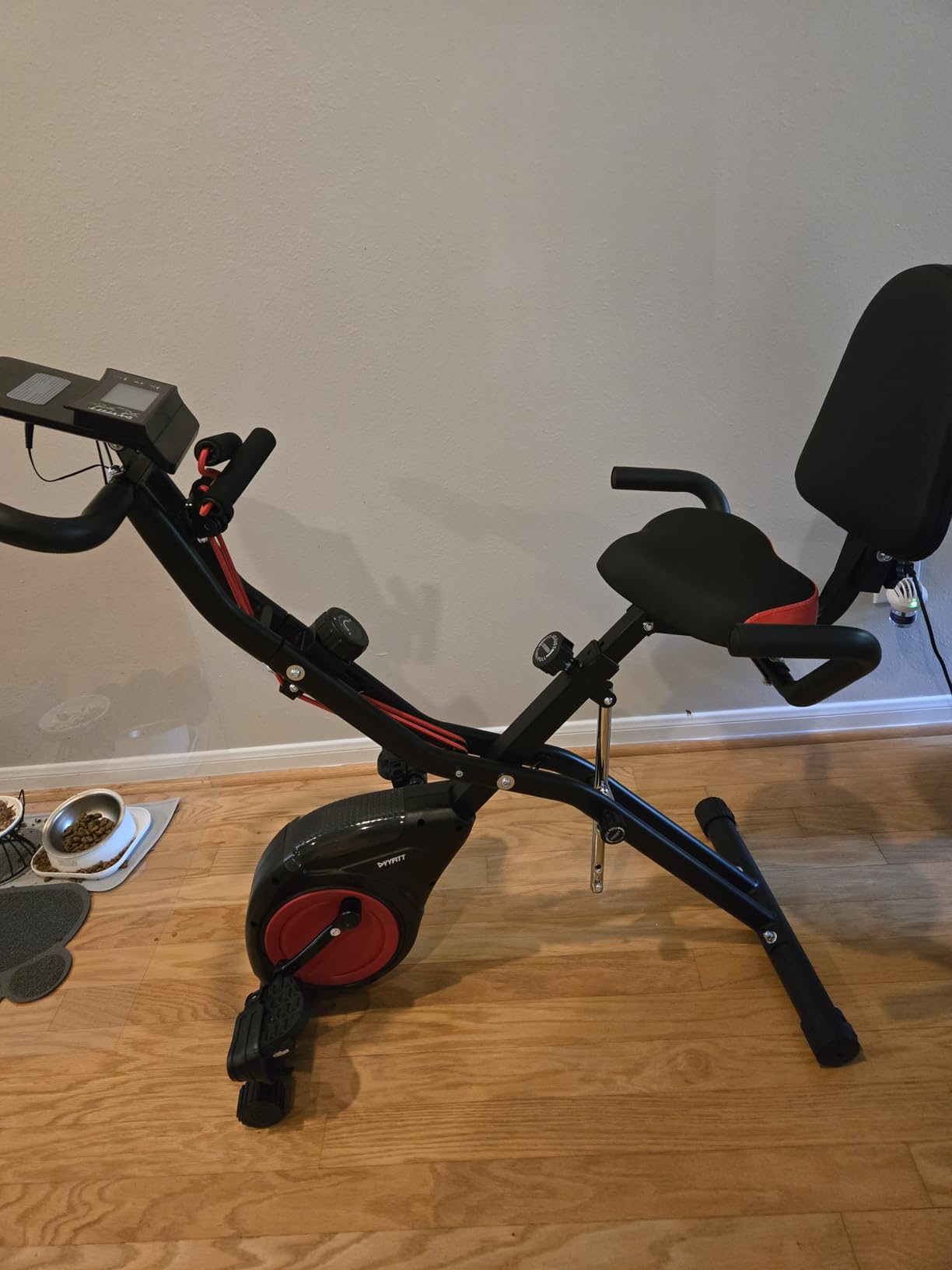 YYFITT 3-IN-1 Exercise Bike with Luminous Display | Foldable | XXL Backrest | Stationary Bike for Seniors w/ Wider Seat, 16 Level Magnetic Resistance, Arm Bands for Home Gym, 300lb Weight Capacity, Quiet customer photo 2