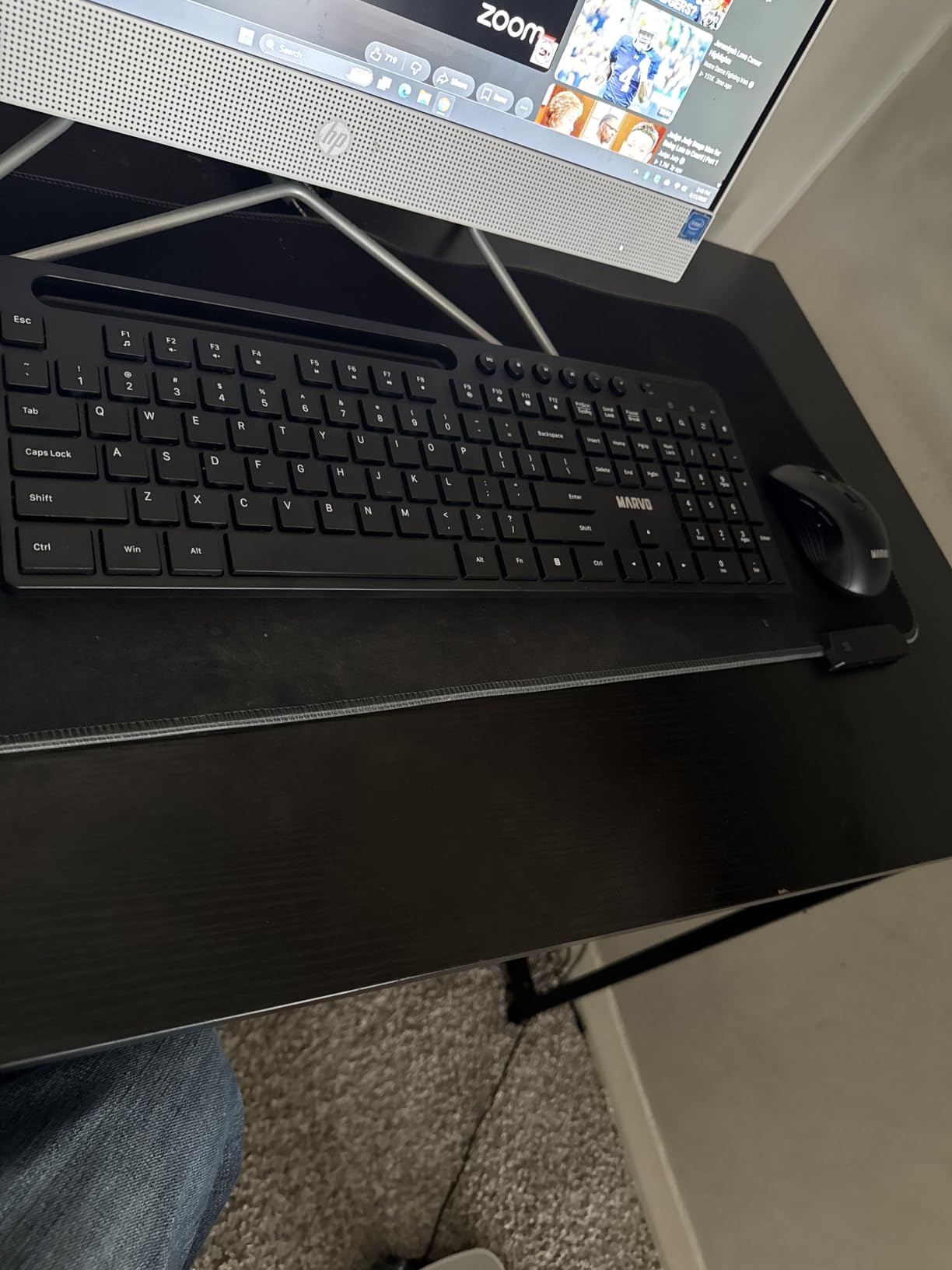 MARVO Wirelss Keyboard and Mouse Combo with Phone Holder, Full-Size, Black customer photo 1