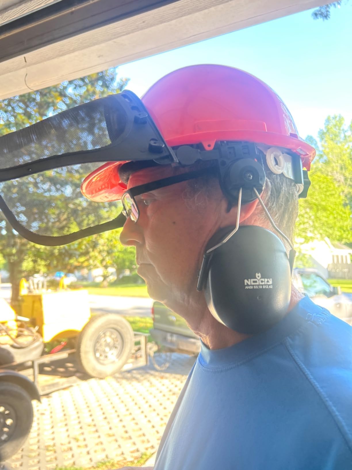 NoCry 6-in-1 Industrial Chainsaw Helmet with Face Shield and Ear Muffs - Mesh & Clear Plastic Visors Included - ANSI Z89.1 Certified - Adjustable Headgear - Ideal for Forestry and Arborist Work customer photo 1
