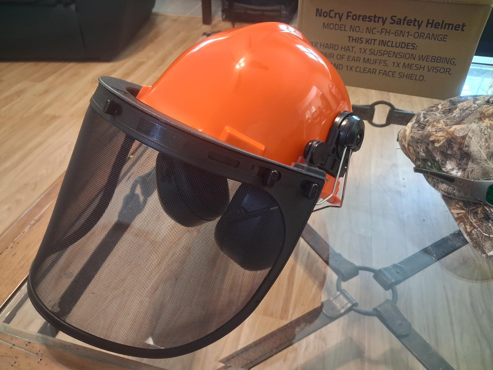 NoCry 6-in-1 Industrial Chainsaw Helmet with Face Shield and Ear Muffs - Mesh & Clear Plastic Visors Included - ANSI Z89.1 Certified - Adjustable Headgear - Ideal for Forestry and Arborist Work customer photo 2