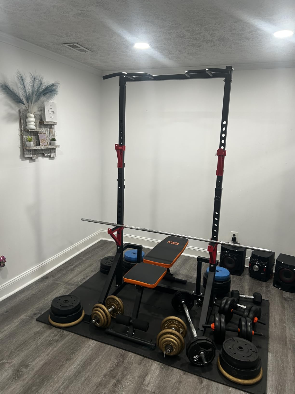 CANPA Multifunction Power Rack with Pull up Bar, Heavy Capacity and Adjustable Squat Stand Rack for Home Gym Equipment, Power Rack Cage customer photo 2
