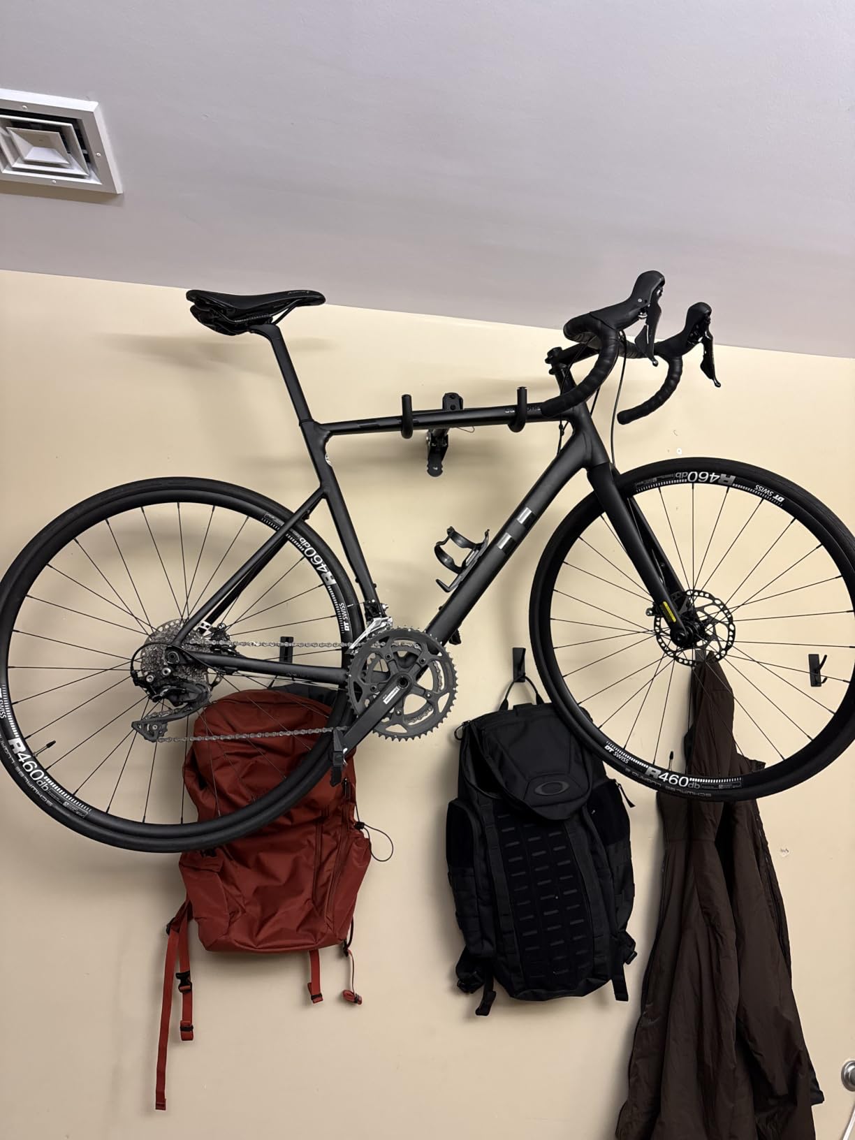 Gootus Bike Wall Mount Hanger - Horizontal Bicycle Indoor Storage Rack | Heavy-duty, Save Space, Adjustable Angle, Foldable Hook - Hang Your Road, Mountain or Hybrid Bikes in Garage or Home customer photo 1