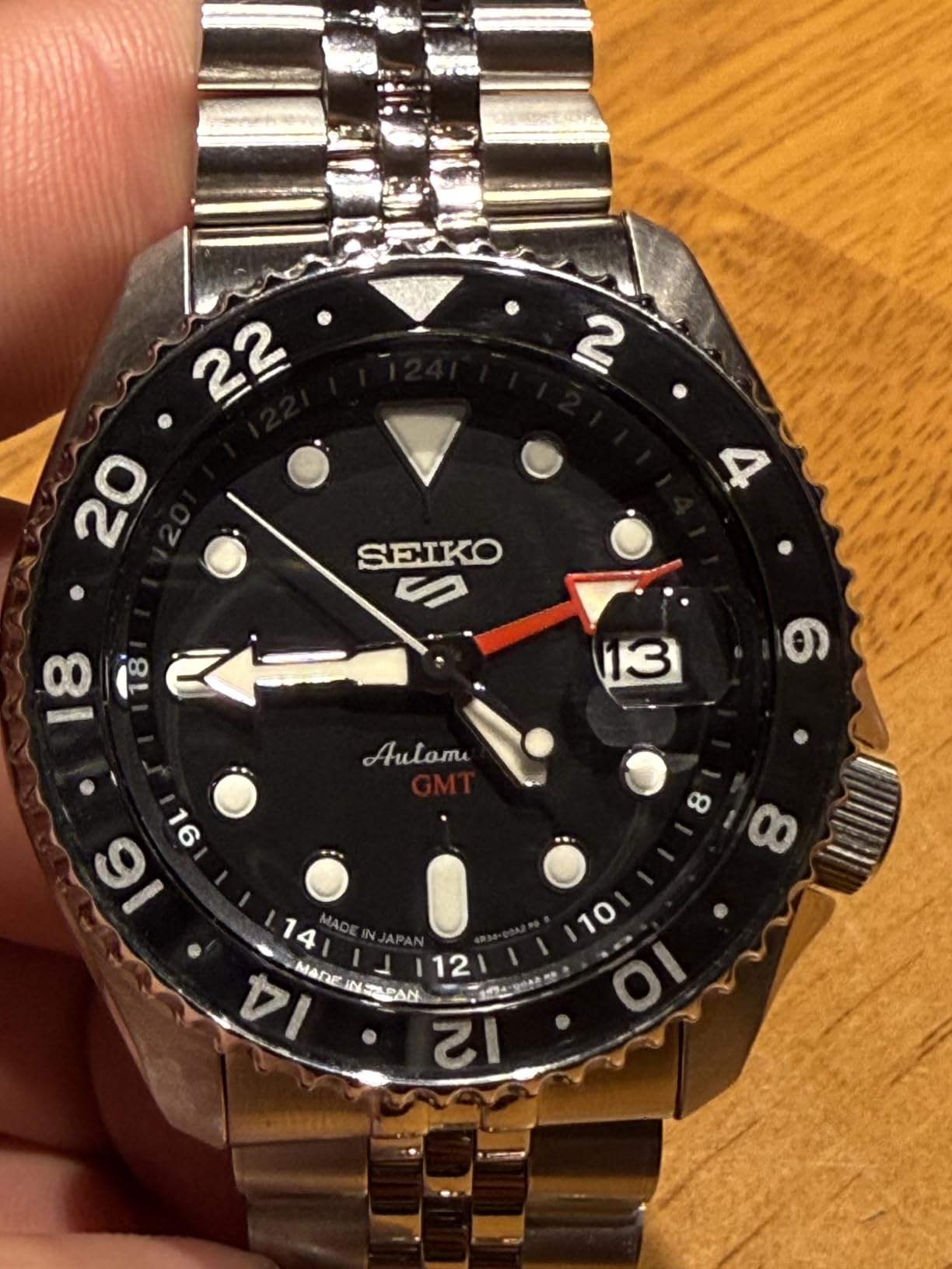 SEIKO SSK001 Automatic Watch for Men - 5-Sports - Black Dial with Date Calendar and Luminous Hands & Markers and Black & Gray GMT Bezel, 100m Water-Resistant customer photo 1