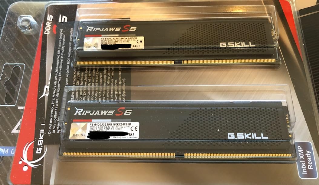 G.SKILL Ripjaws S5 Series DDR5 RAM (Intel XMP 3.0) 32GB (2x16GB) Up to 6400MT/s CL32-39-39-102 1.40V Desktop Computer Memory U-DIMM - Matte Black (F5-6400J3239G16GX2-RS5K) customer photo 2