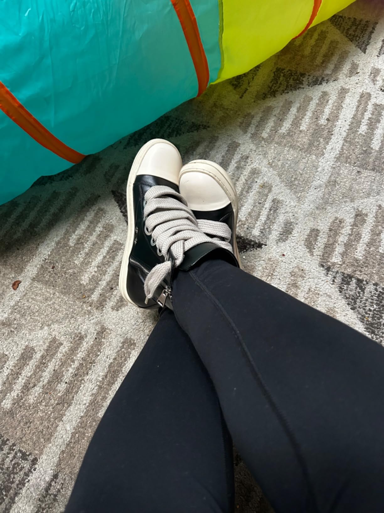 IMPREMEY Women's High Top Sneakers Lace Up PU Leather Shoes with Thick Soles and Zipper, Fashionable Walking Shoes customer photo 1