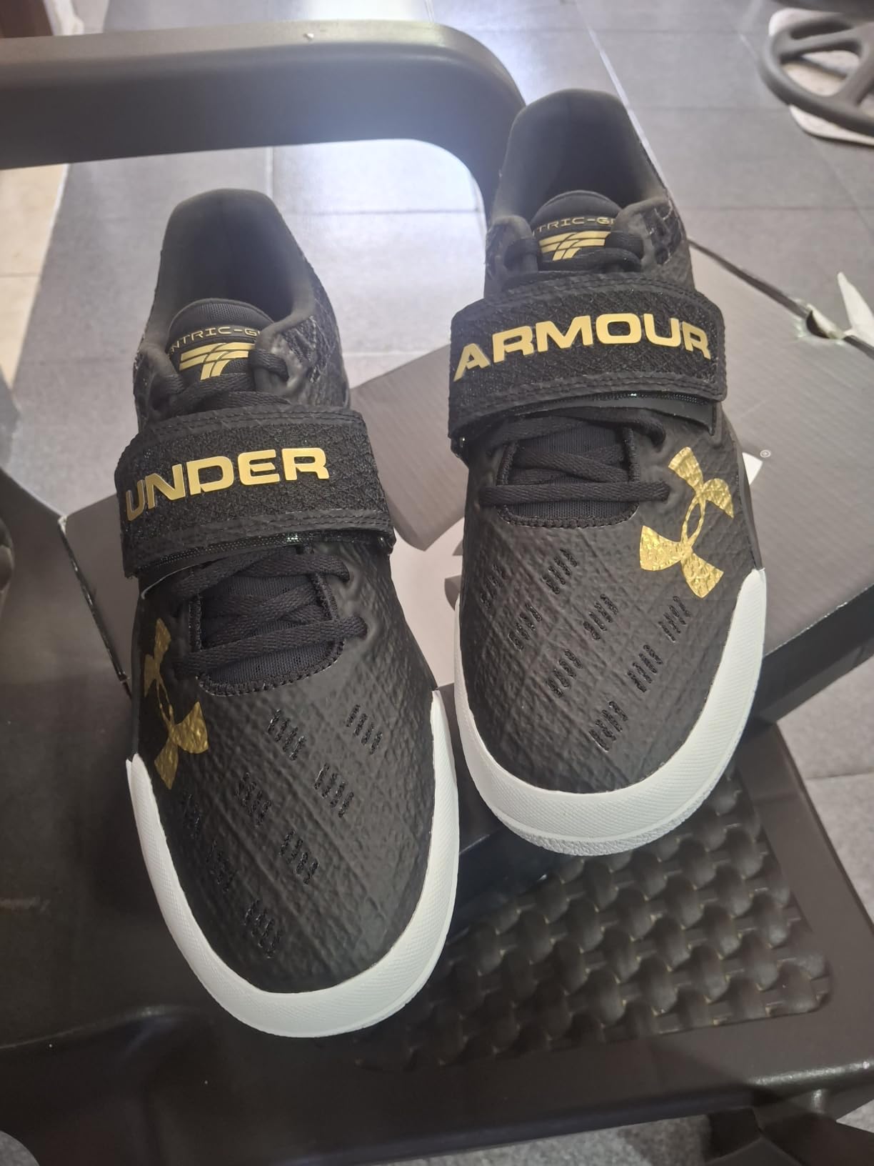 Under Armour Unisex UA Centric Grip Track Shoes - 3021862-004 - Black/Phoenix Fire/High/Vis Yellow customer photo 1