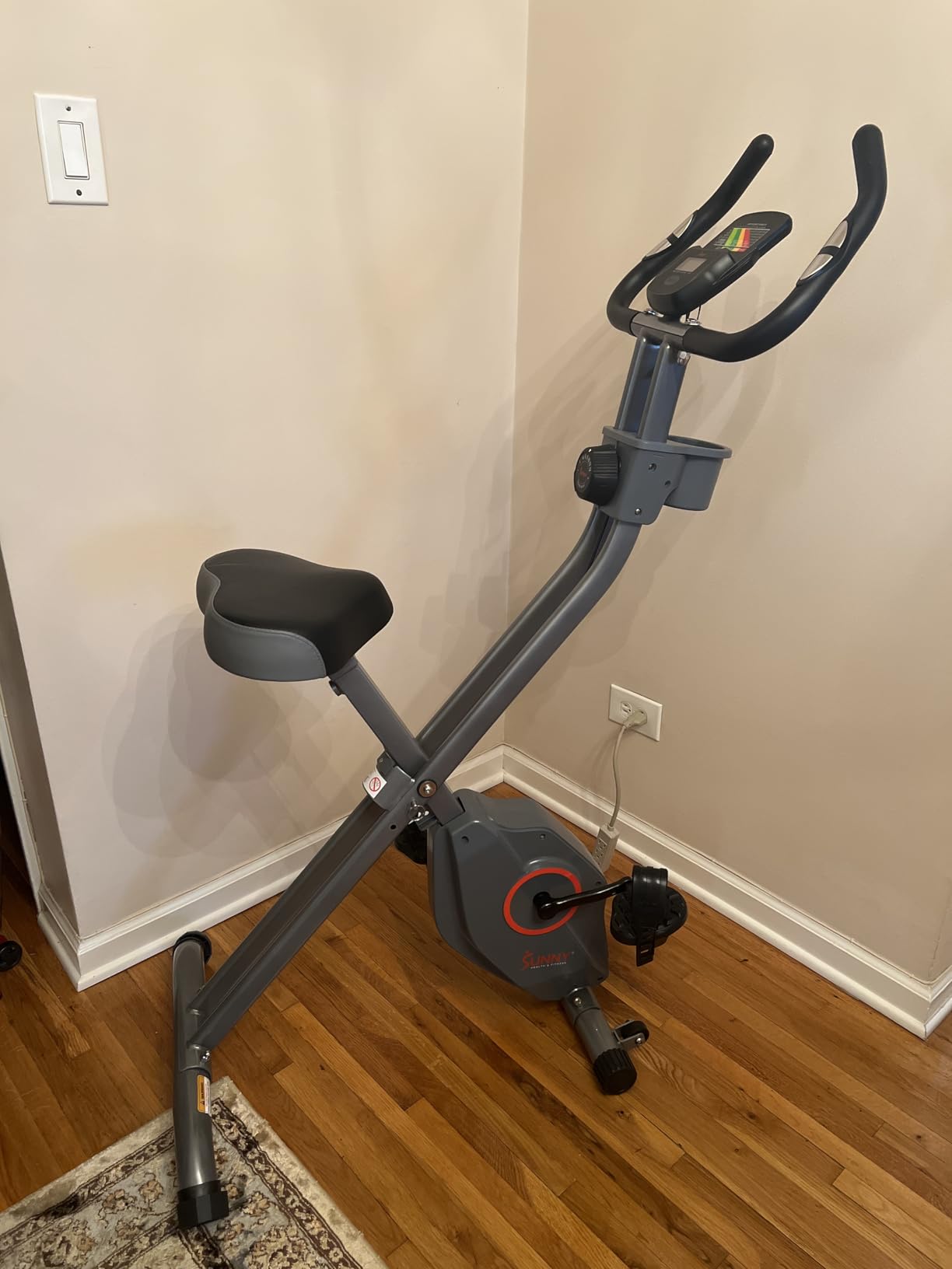 Sunny Health & Fitness Smart Foldable Magnetic X-Bike, Low-Impact Workouts | Compact Design for Homegym, Indoor Cycling, Free SunnyFit App Connectivity, 14-Lvl Magnetic Resistance, Adjustable Seat customer photo 1