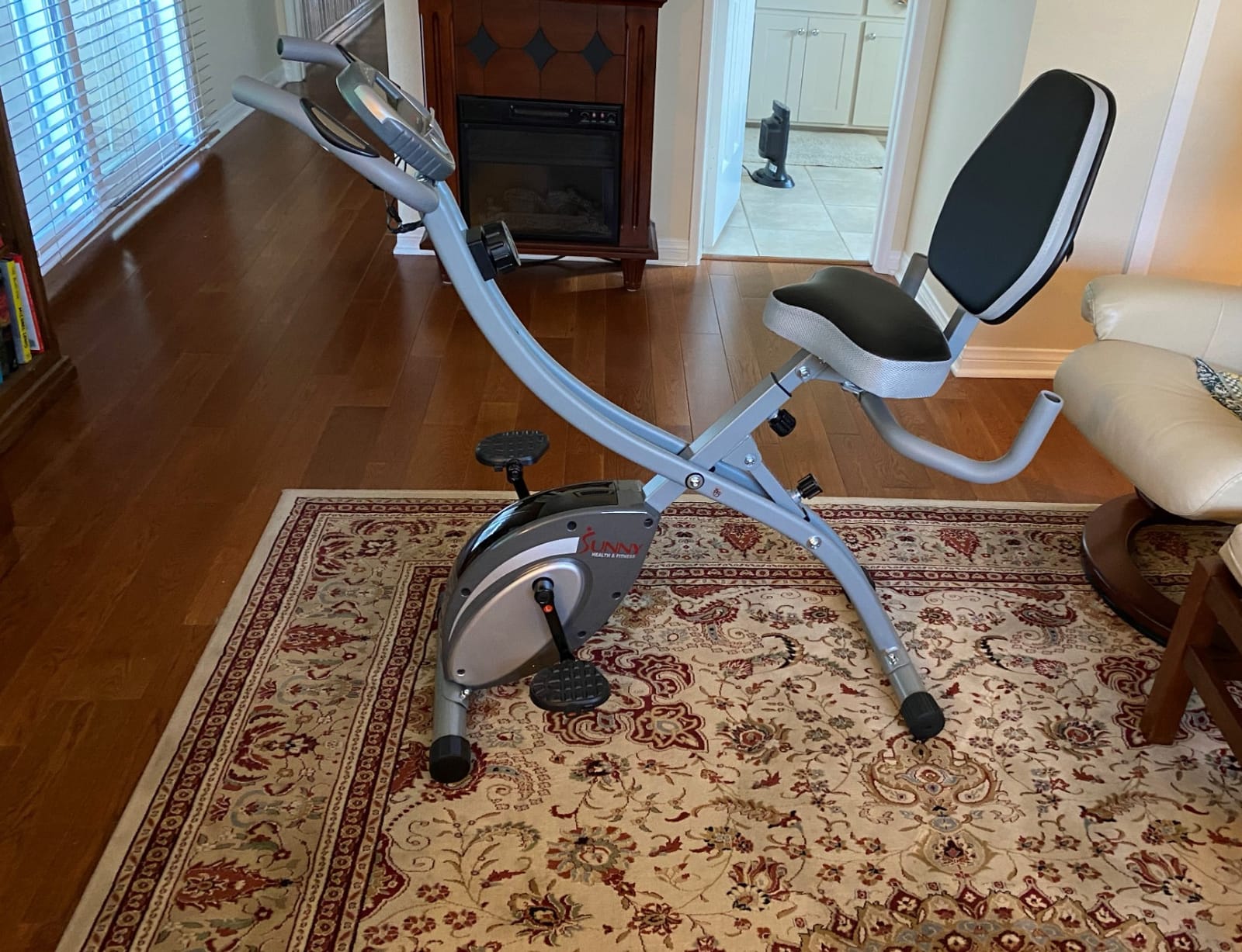 Sunny Health & Fitness Smart Foldable Magnetic X-Bike, Low-Impact Workouts | Compact Design for Homegym, Indoor Cycling, Free SunnyFit App Connectivity, 14-Lvl Magnetic Resistance, Adjustable Seat customer photo 1