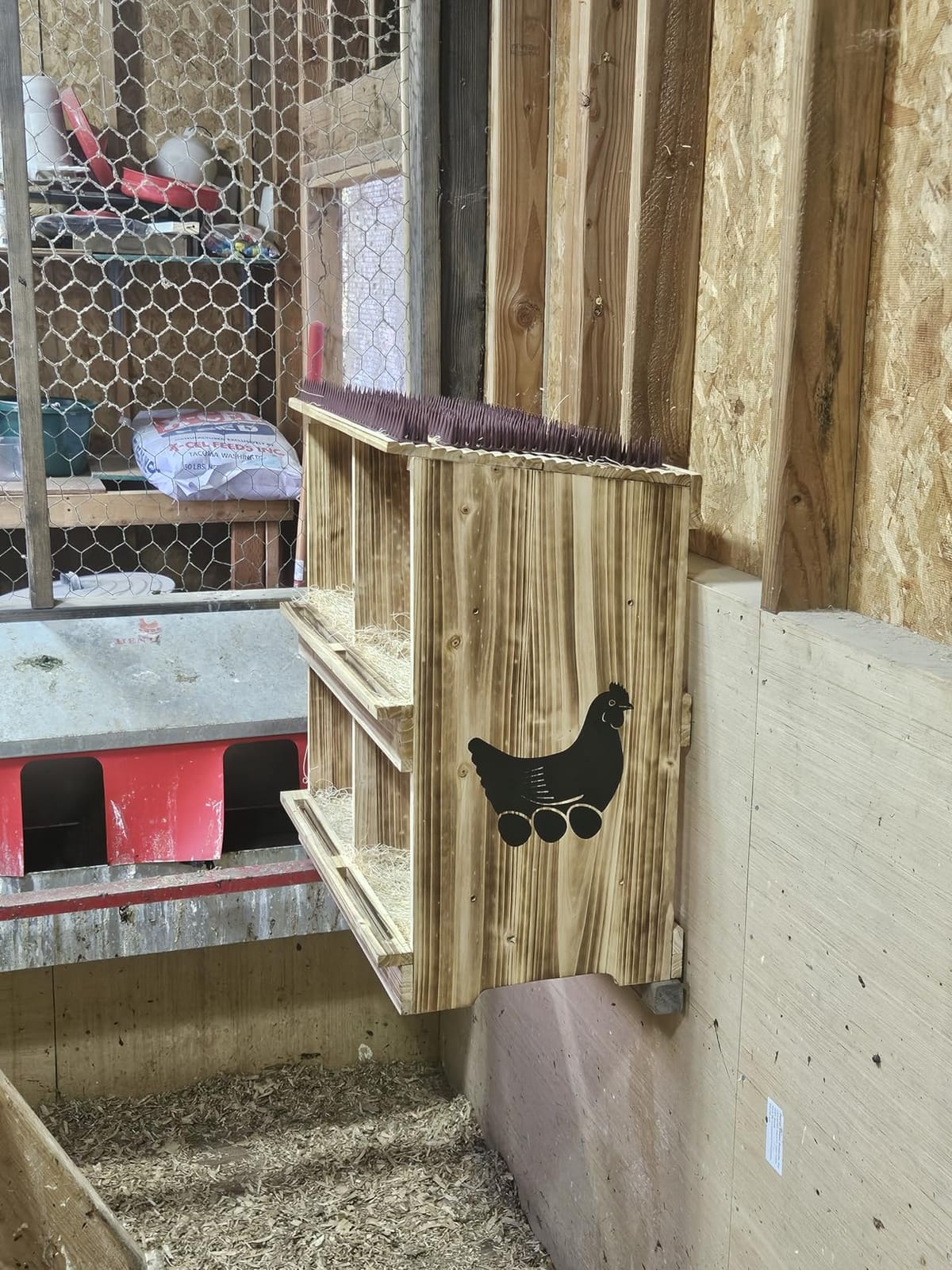 Nesting Boxes for Chickens - Wooden Chicken Nesting Box for Poultry Heavy Duty 4 Compartments Laying Eggs Nest Box Wall Mount for Chickens, Hens, Ducks customer photo 2