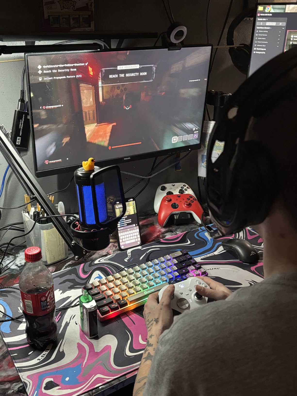 TONOR Gaming Microphone Set with Boom Arm, Vocal Condenser Microphone for Content Creators, USB Mic for PC with Stand, RGB, Tap Mute, Gain Control, Gaming Equipemnt, Twitch, Streaming, TC310+ customer photo 1