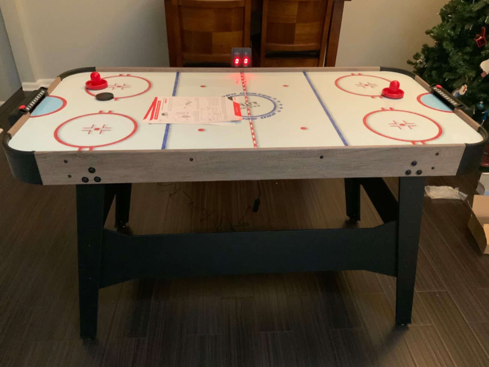 GoSports 54 Inch Air Hockey Arcade Table for Kids & Adults - Oak or Black - Includes 2 Pushers, 3 Pucks, AC Motor, and LED Scoreboard customer photo 2