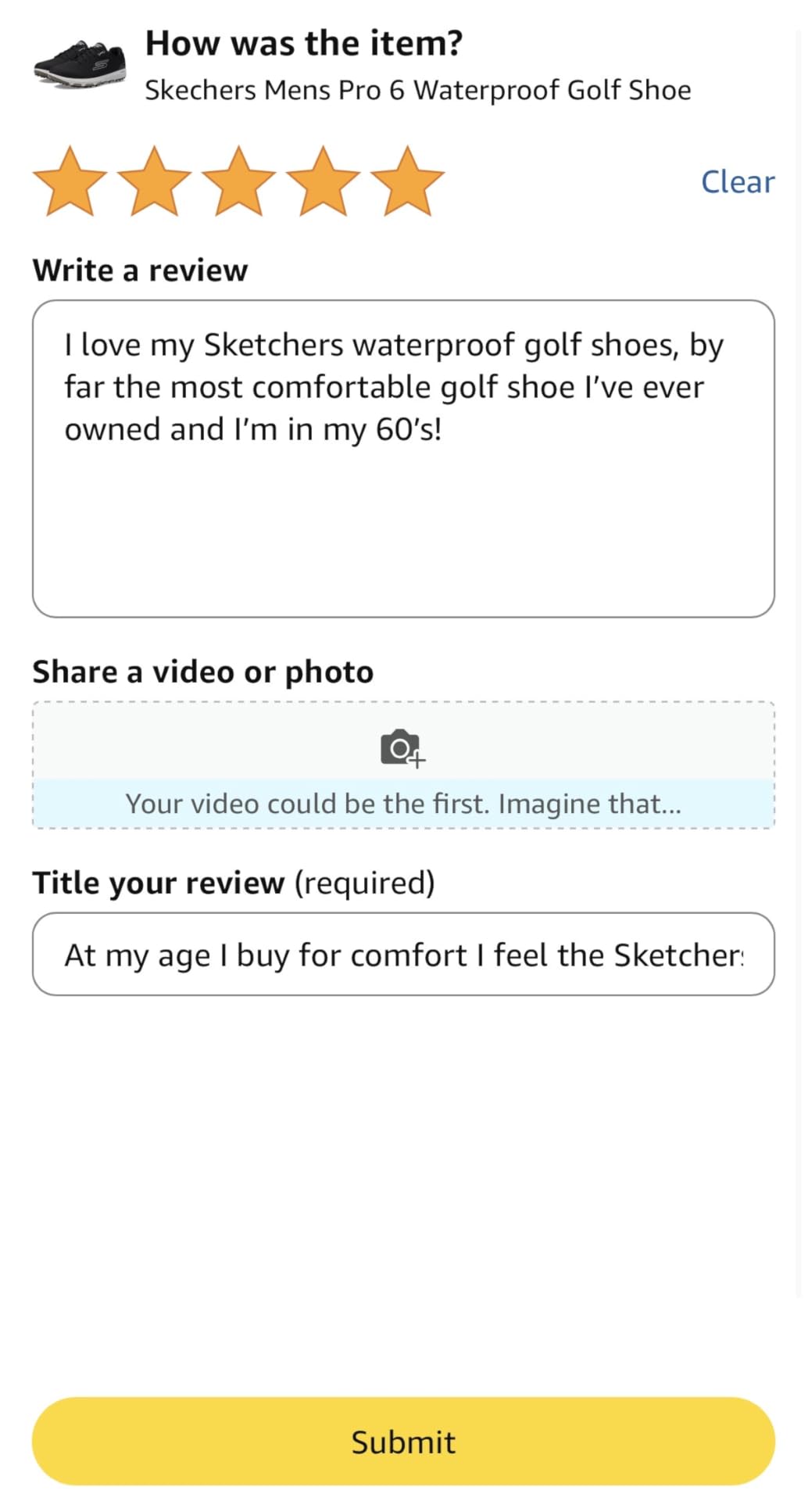 Go Golf Pro 6 SL 214097-BLK Black Gray Men Spikeless Golf Shoes customer photo 1