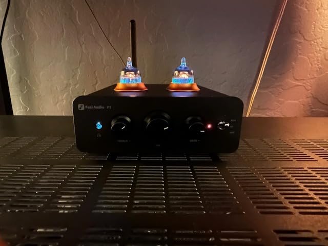 Fosi Audio P3 Tube Preamp Headphone Amplifier Home Audio Preamplifier Mini Vacuum Pre Amp Receiver with Bluetooth aptX LL HD Bass Treble Tone Controls for HiFi Stereo Active Speakers with RCA AUX Jack customer photo 2