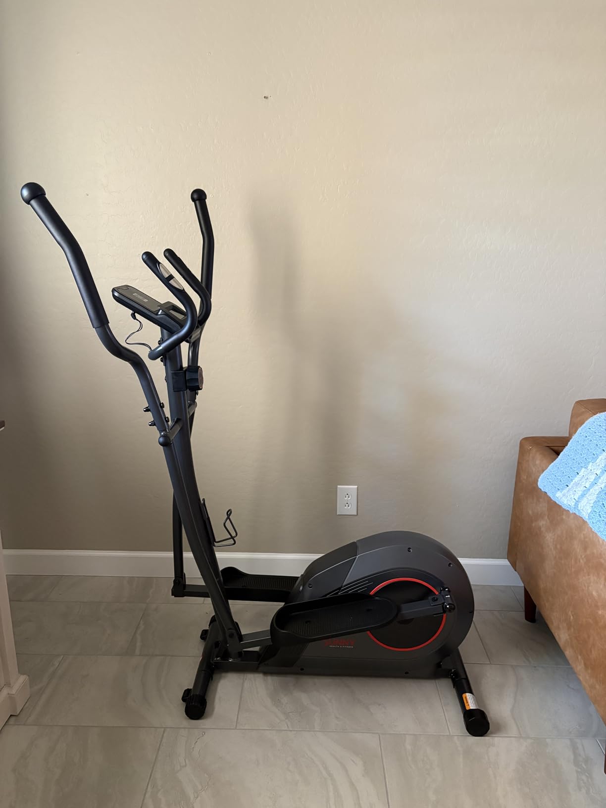Sunny Health & Fitness Smart Upright Elliptical Machine with Pulse Sensor customer photo 2