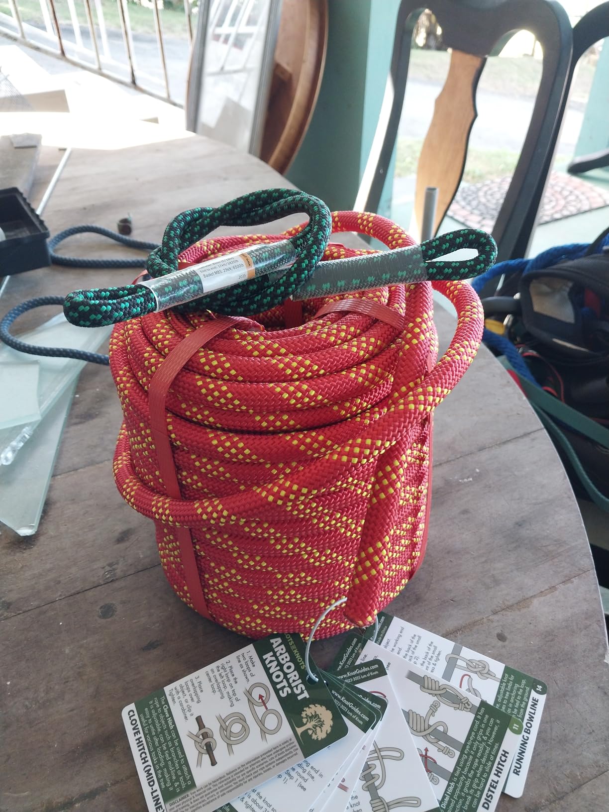 1/2 Inch Static Climbing Rope (150 Ft) - 9000lbs High Strength Arborist Bull Rope for Tree Pulling, Rigging & Rappelling - 48 Strand Polyester Braided Core, Red customer photo 1