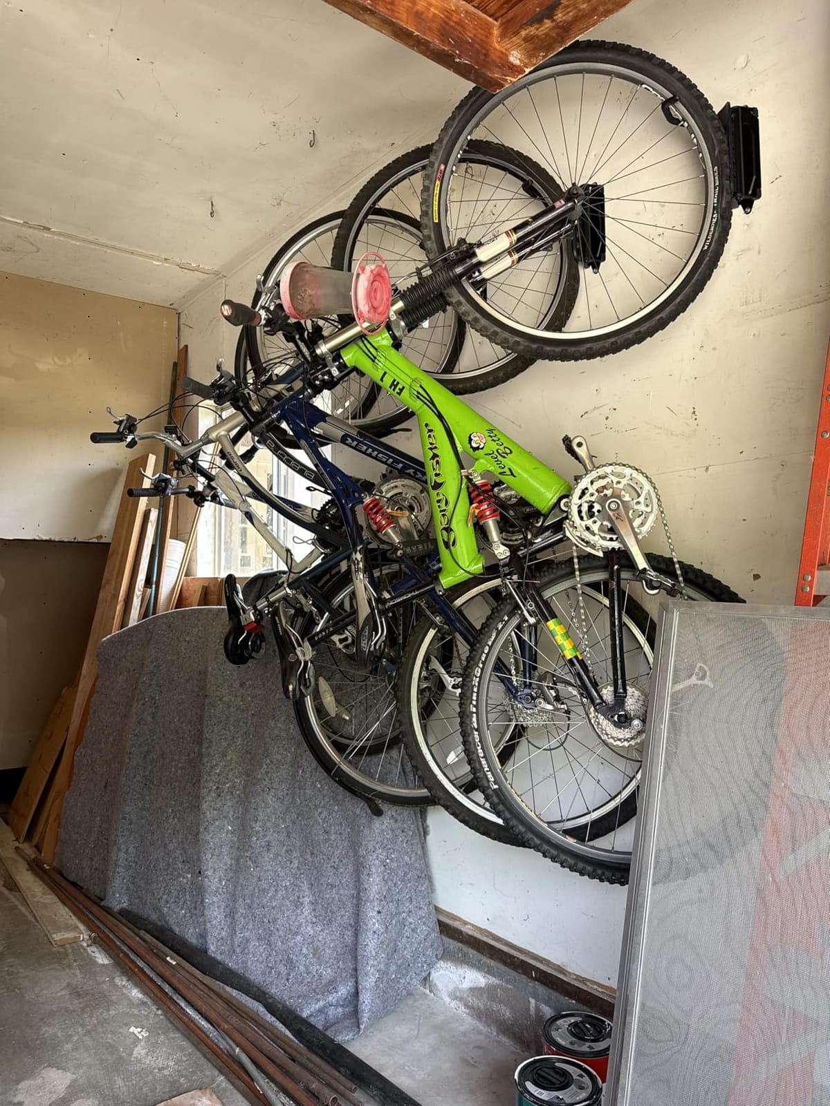 monTEK Swivel Bike Wall Mount, Vertical Bike Rack for Garage, 4 Pack, Grey | Space-saving bike hanger with 150 degrees swivel holds 66 lb each; fits tires up to 3.54 in wide; with a rim-safe hook and tire stop customer photo 2
