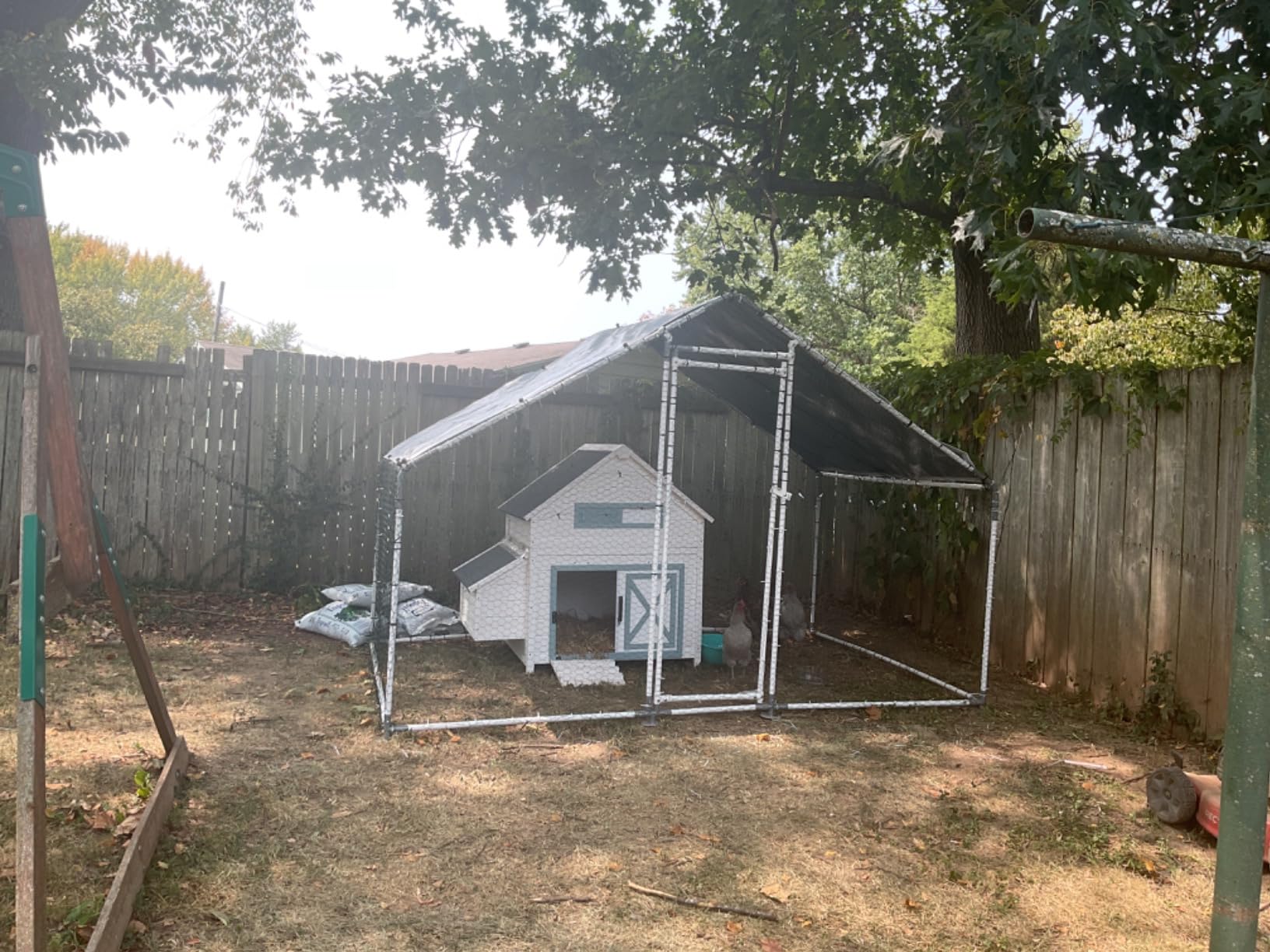 NUGRIART Large Metal Chicken Coop Walk-in Poultry Cage with Water-Resident and Anti-UV Cover Duck Rabbit Cat House Outdoor Chicken Run Pen with Spire Shaped Cage customer photo 1