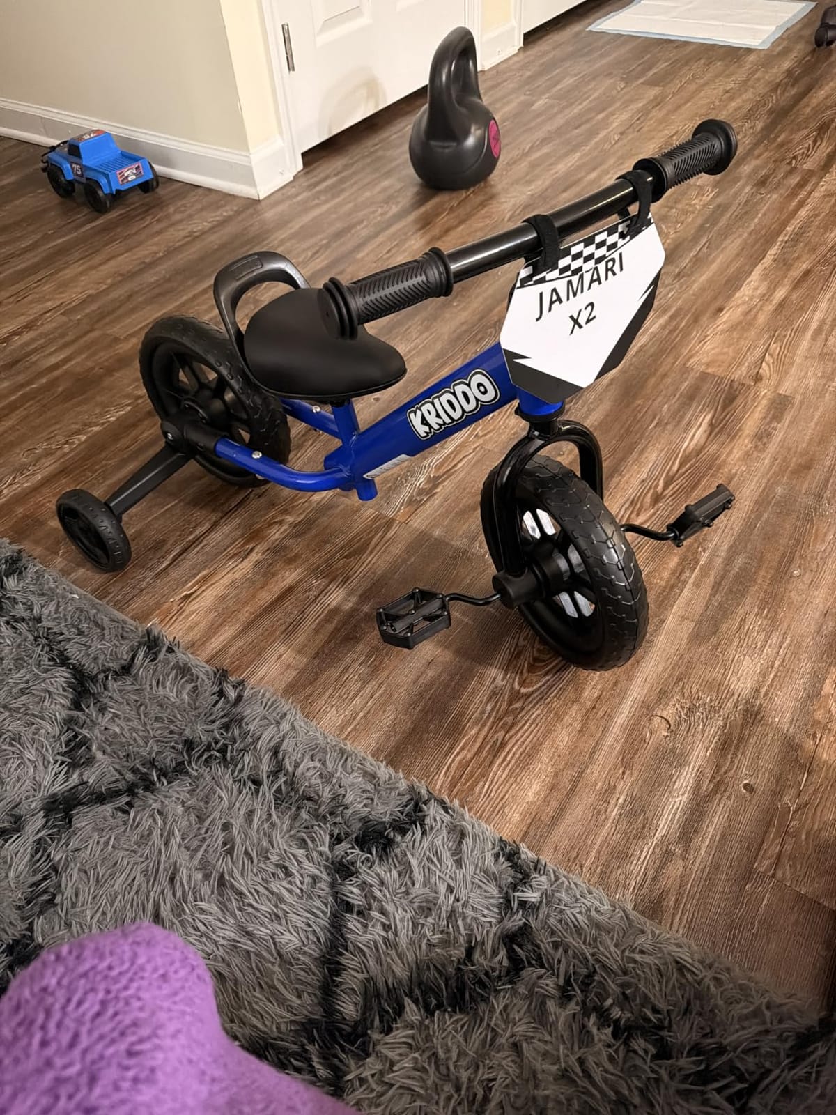 KRIDDO 2-in-1 Tricycle and Balance Bike for 2 Year Old with Training Wheels | Detachable Pedals and Stowable Training Wheels, DIY Plate, Riding Trikes Toy for Ages 18 Months to 3 Years customer photo 1
