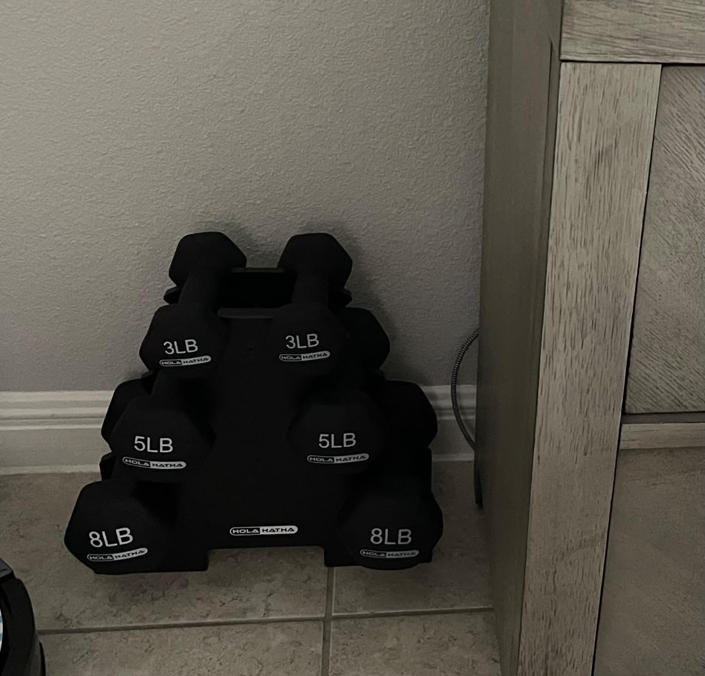 HolaHatha 1, 2 and 3 lb Neoprene Dumbbell Strength Training Weight Set with Rack customer photo 2